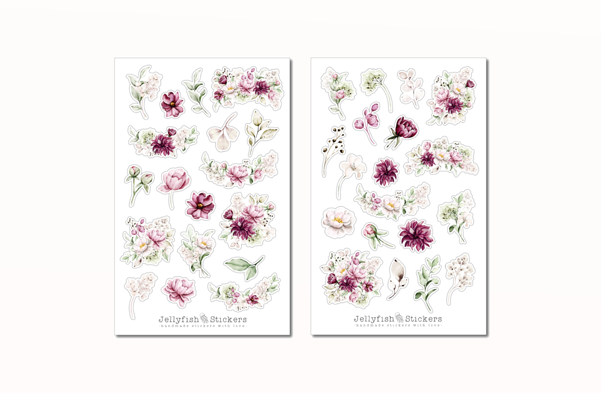 Lila Blumen Sticker Set