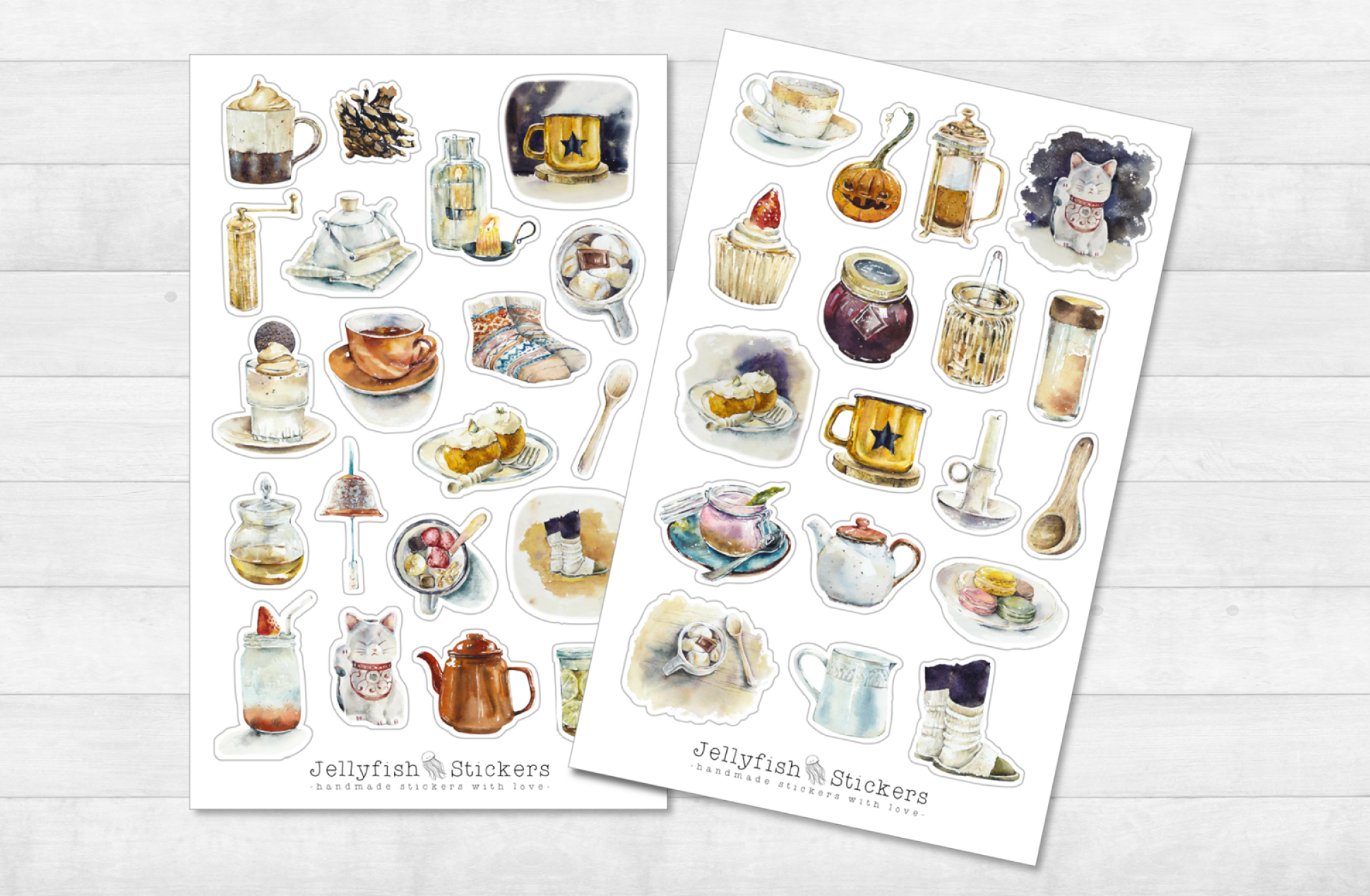 Kaffee und Tee Sticker Set