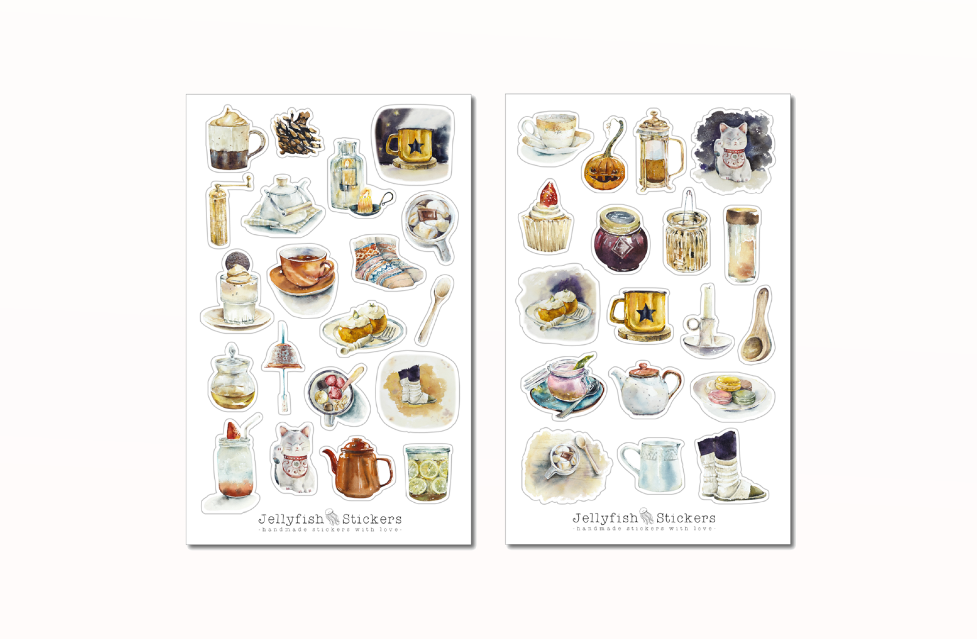 Kaffee und Tee Sticker Set