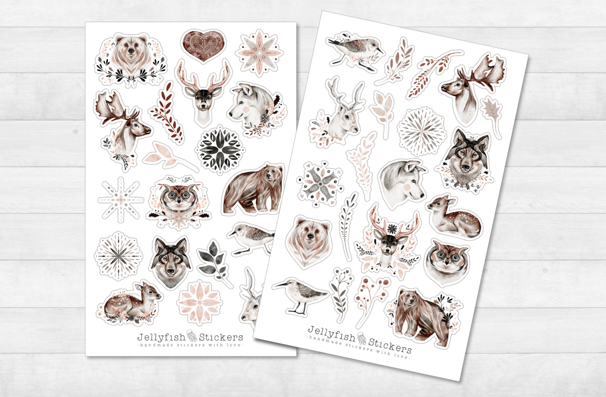 Mystische Waldtiere Sticker Set