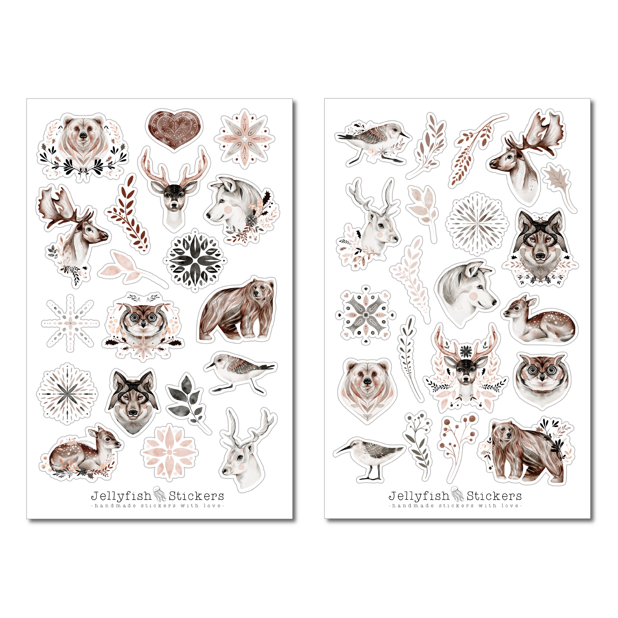 Mystische Waldtiere Sticker Set