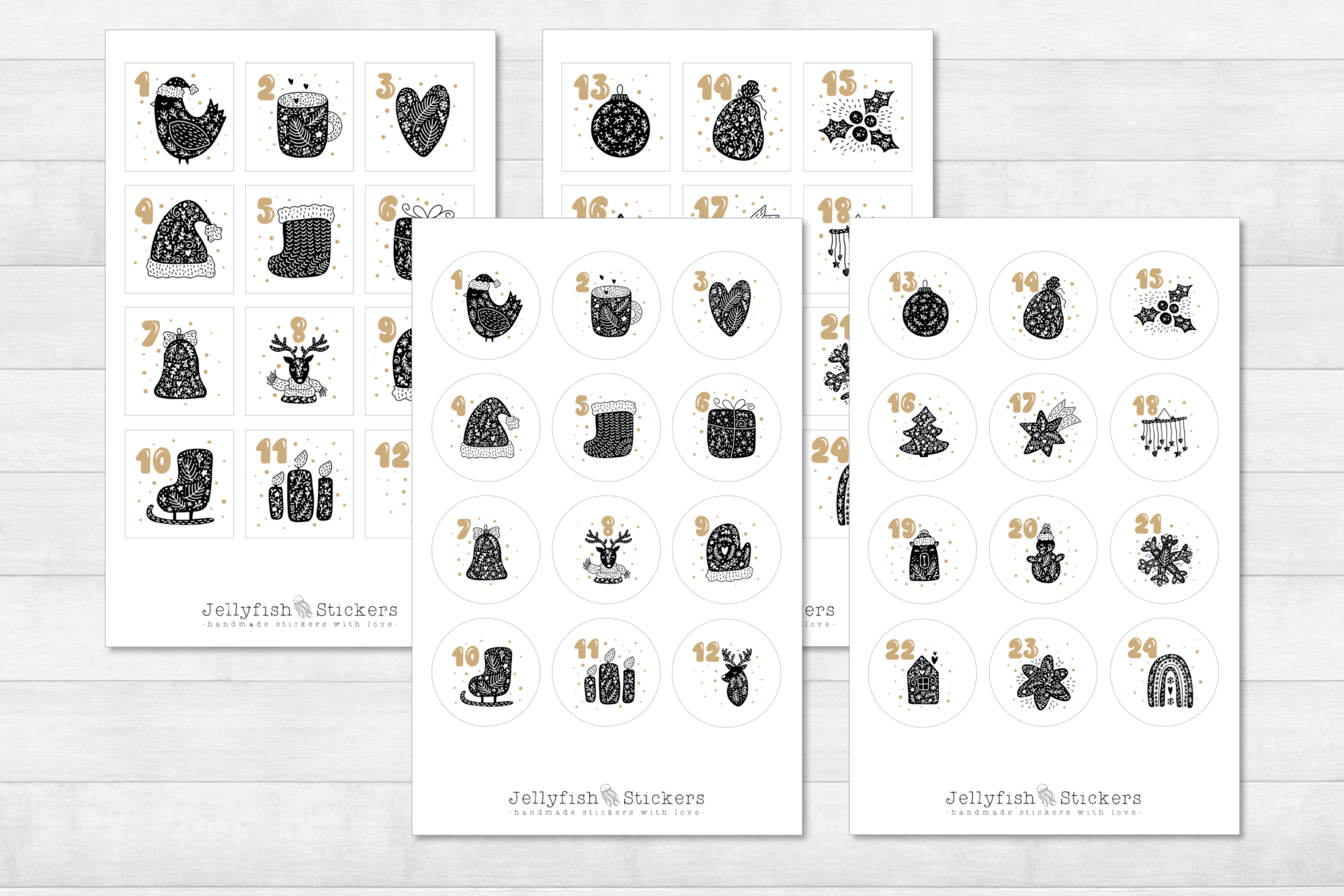 Advent Calendar Numbers Sticker Set