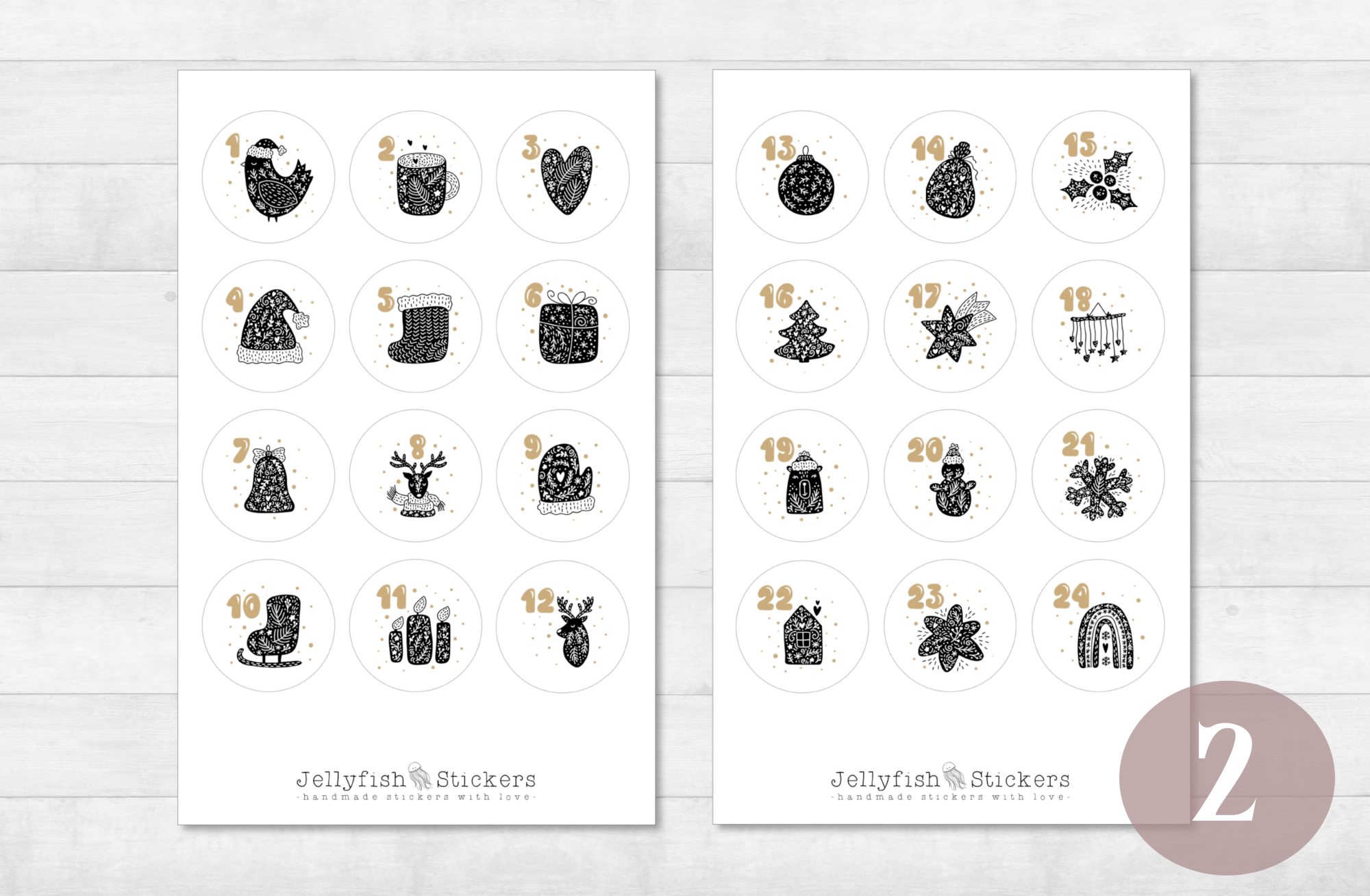 Advent Calendar Numbers Sticker Set