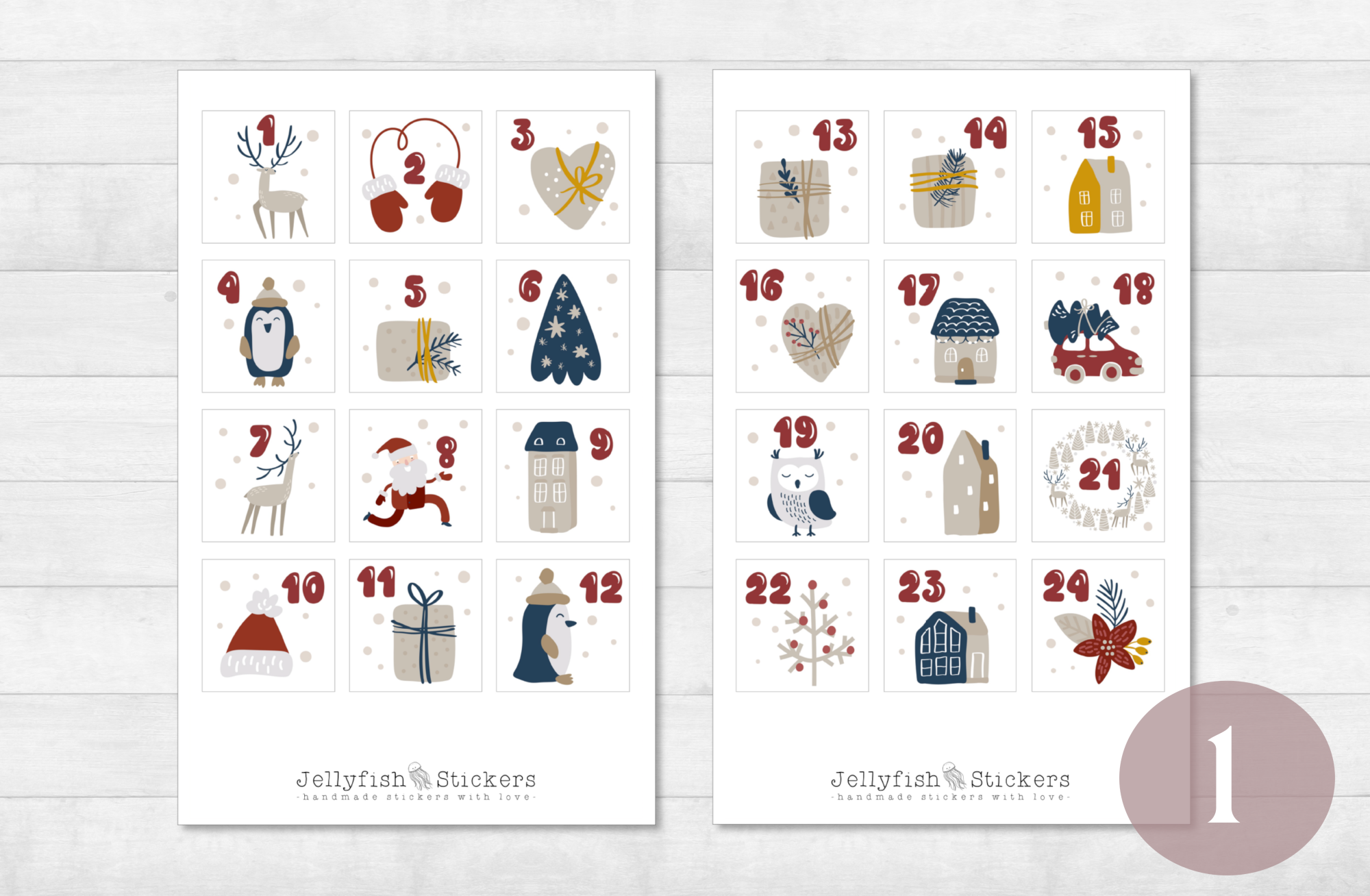 Advent Calendar Numbers Sticker Set