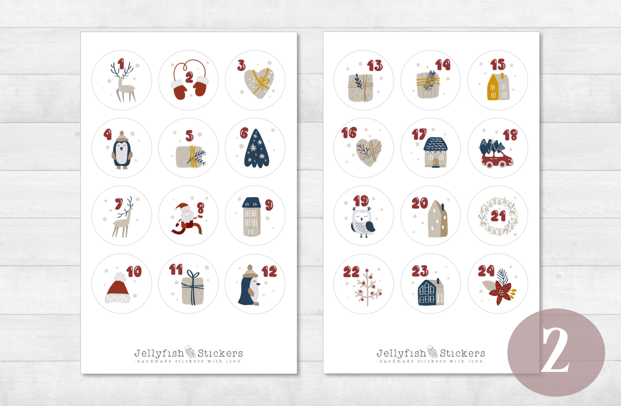 Adventskalender Zahlen Sticker Set