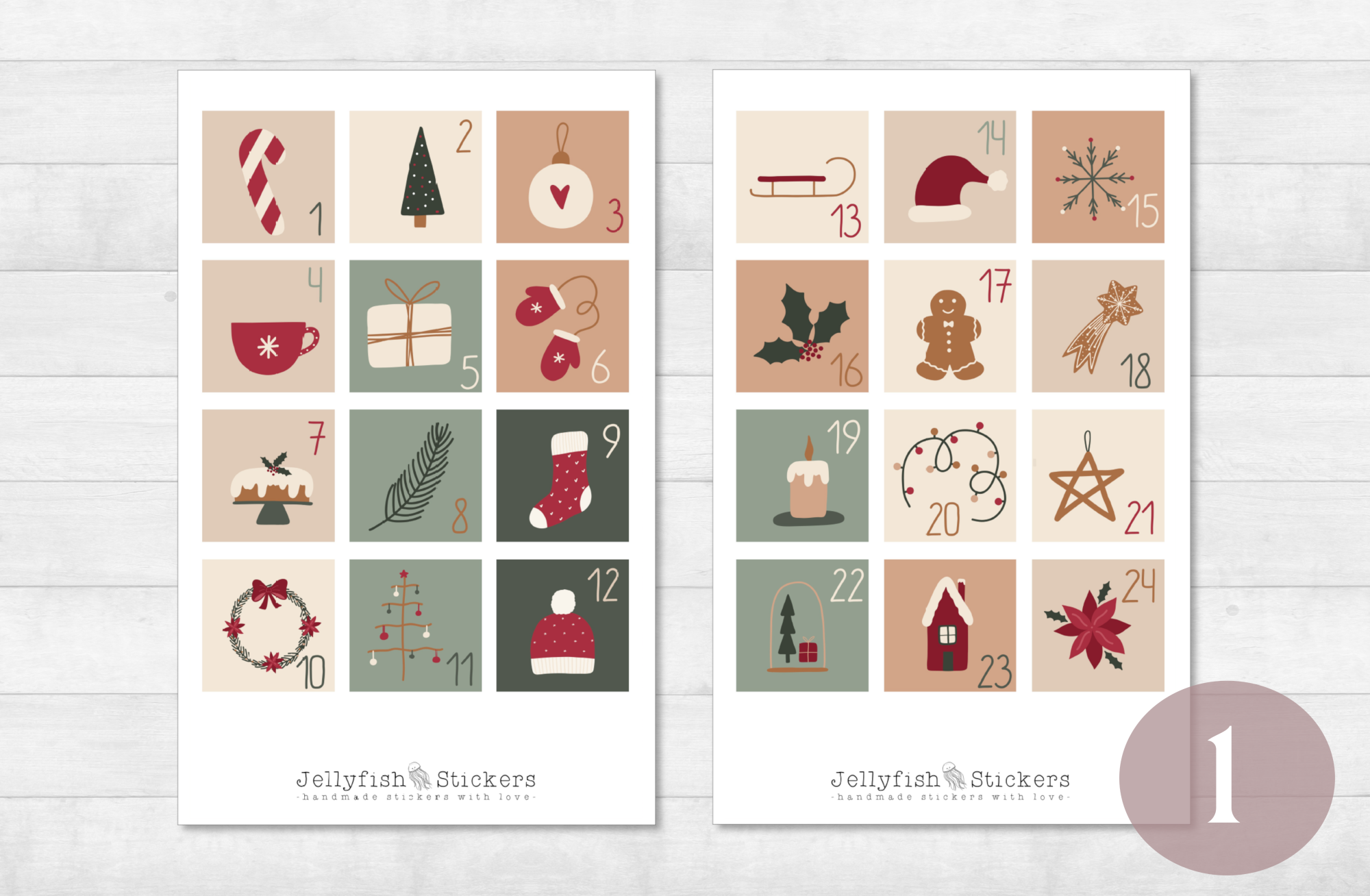 Adventskalender Zahlen Sticker Set