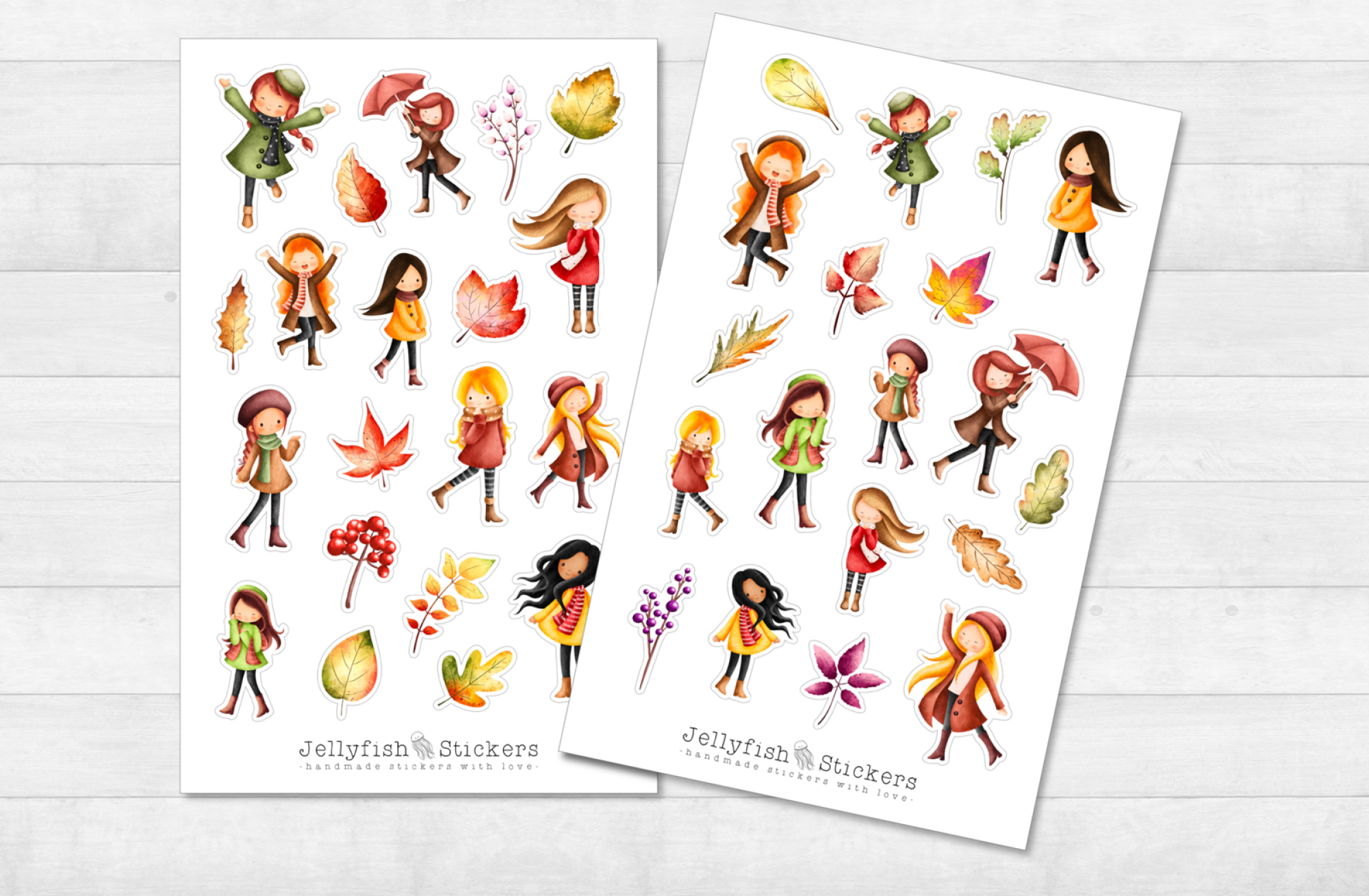 Mädchen Herbst Sticker Set