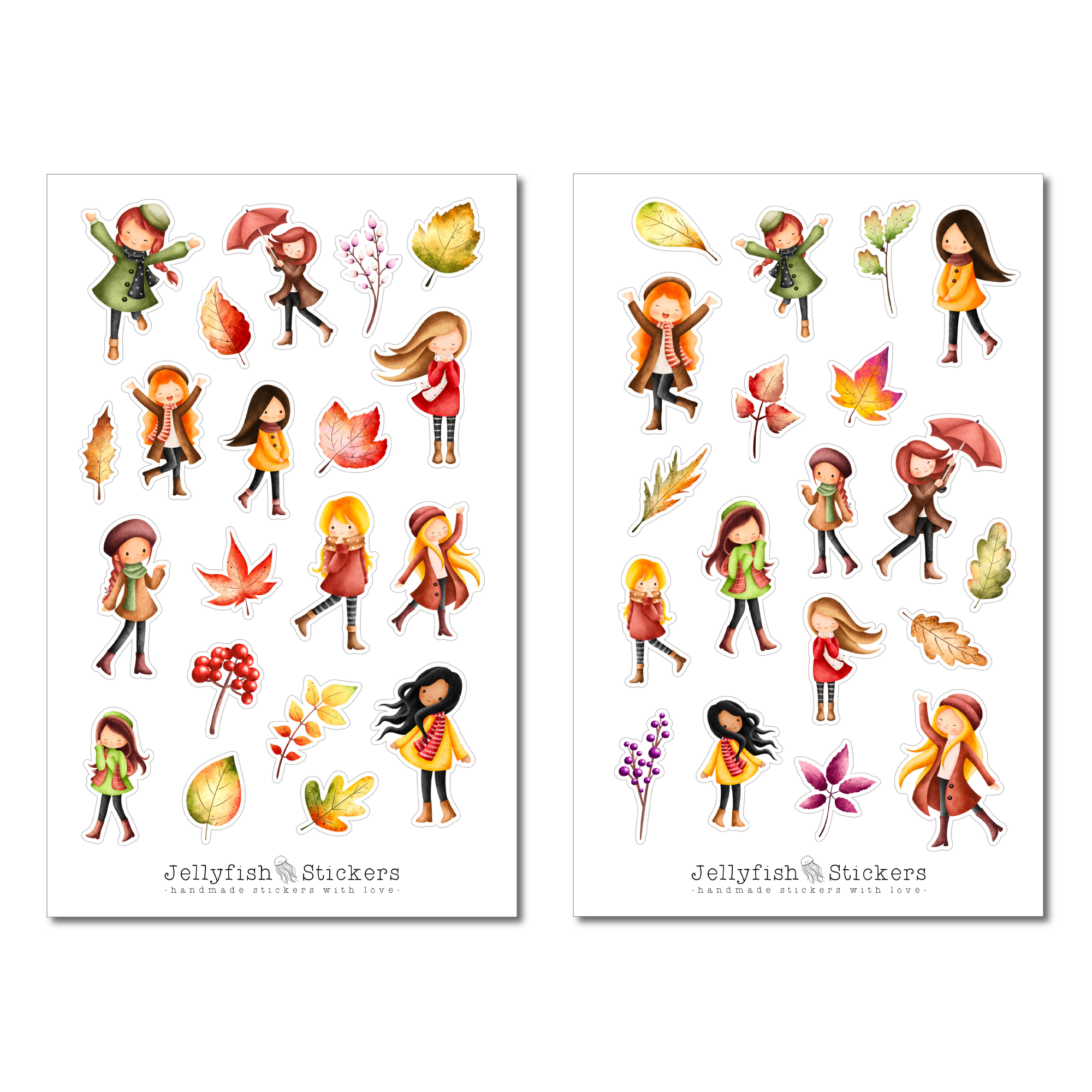 Mädchen Herbst Sticker Set