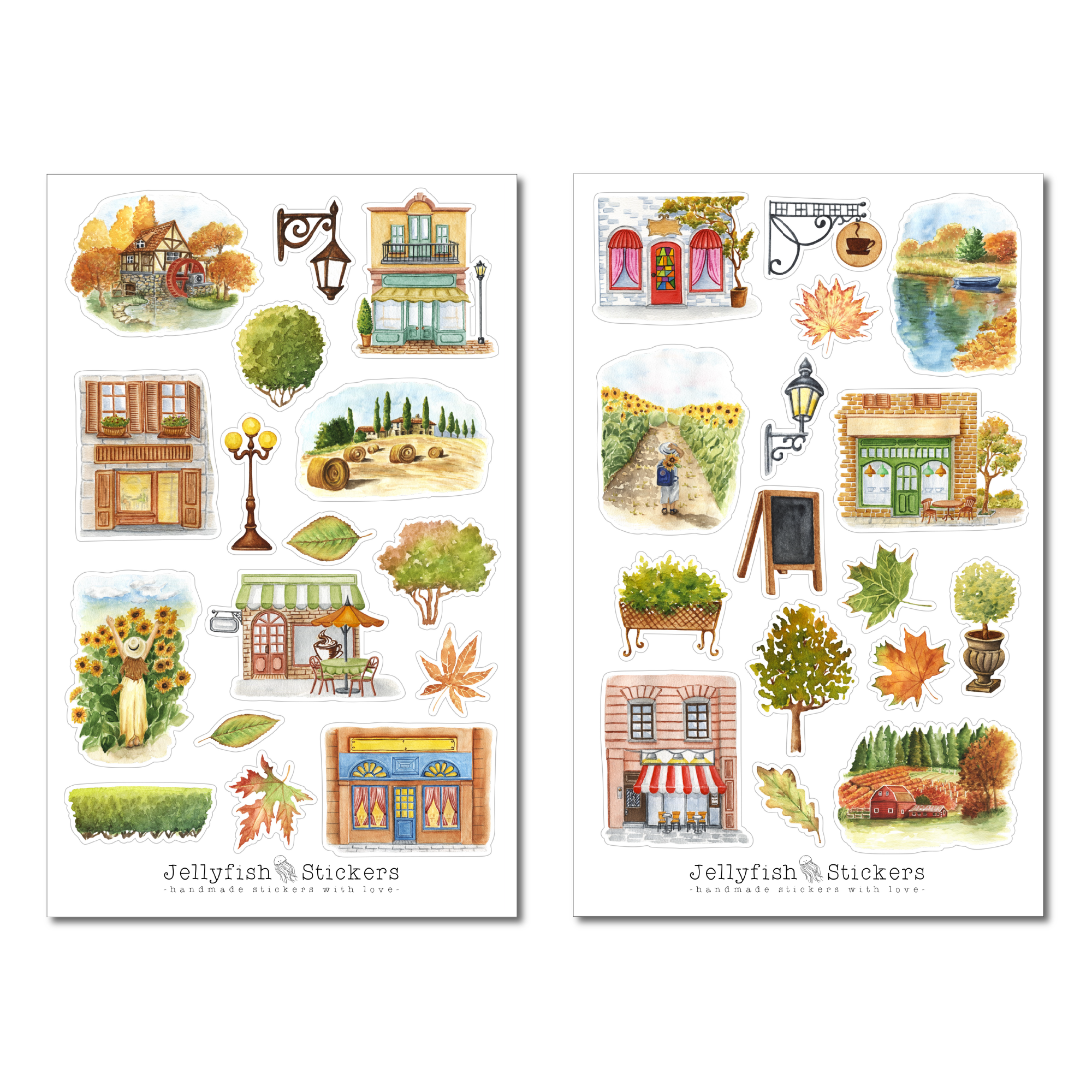 Stadt Herbst Sticker Set