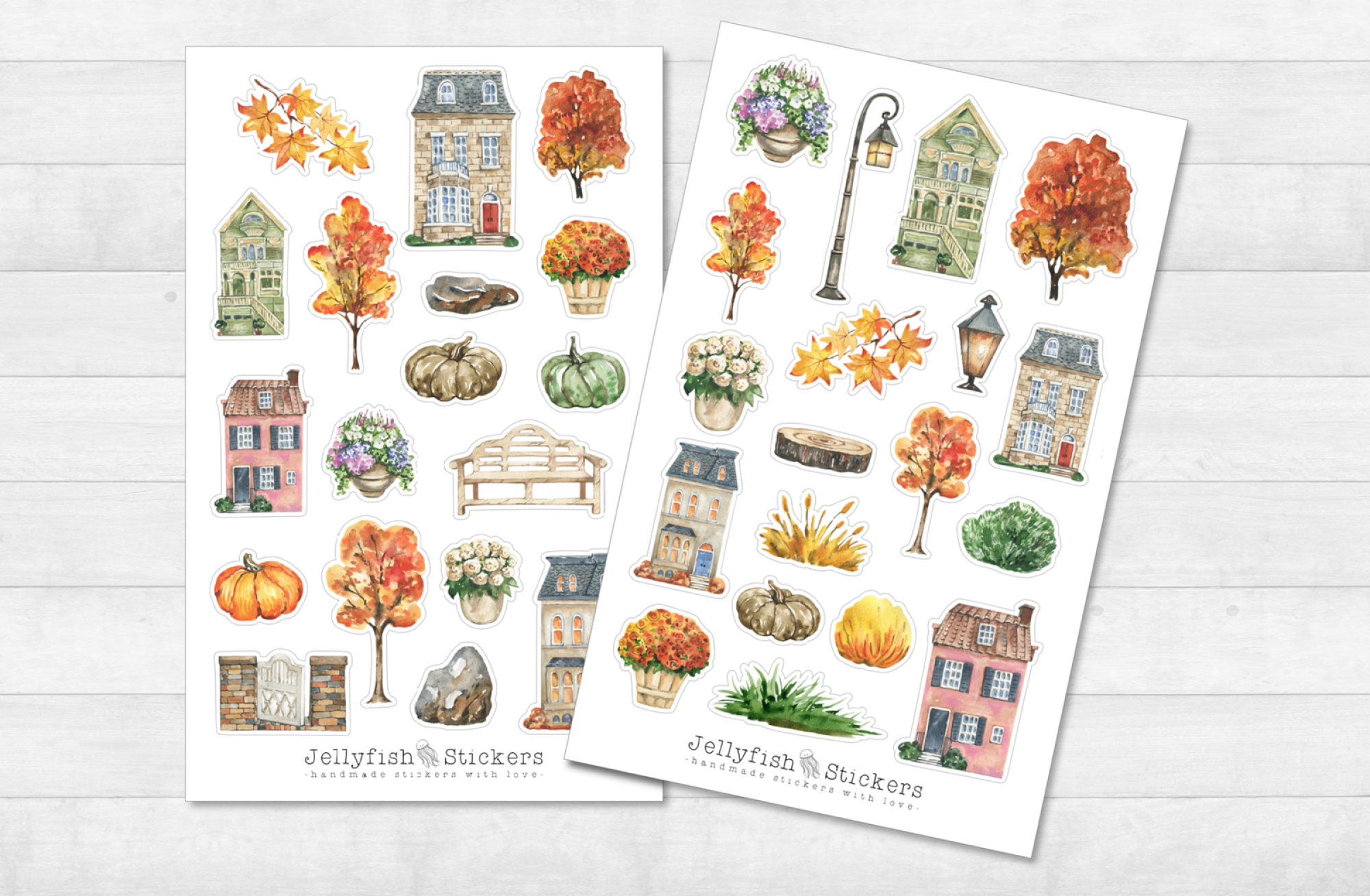 Häuser Herbst Sticker Set