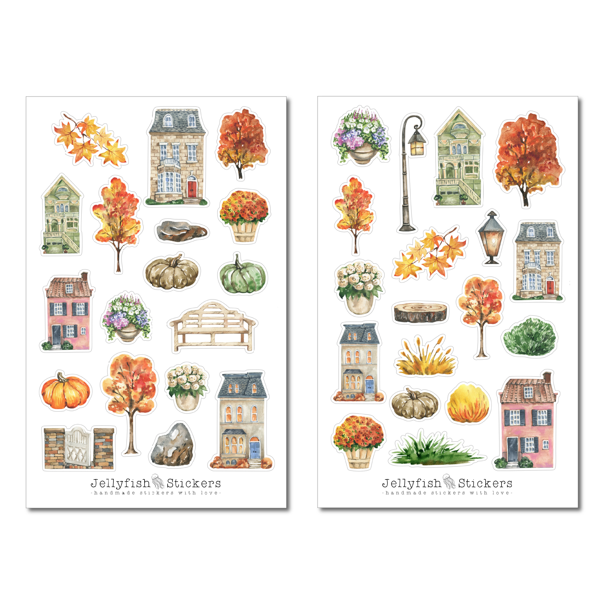 Häuser Herbst Sticker Set