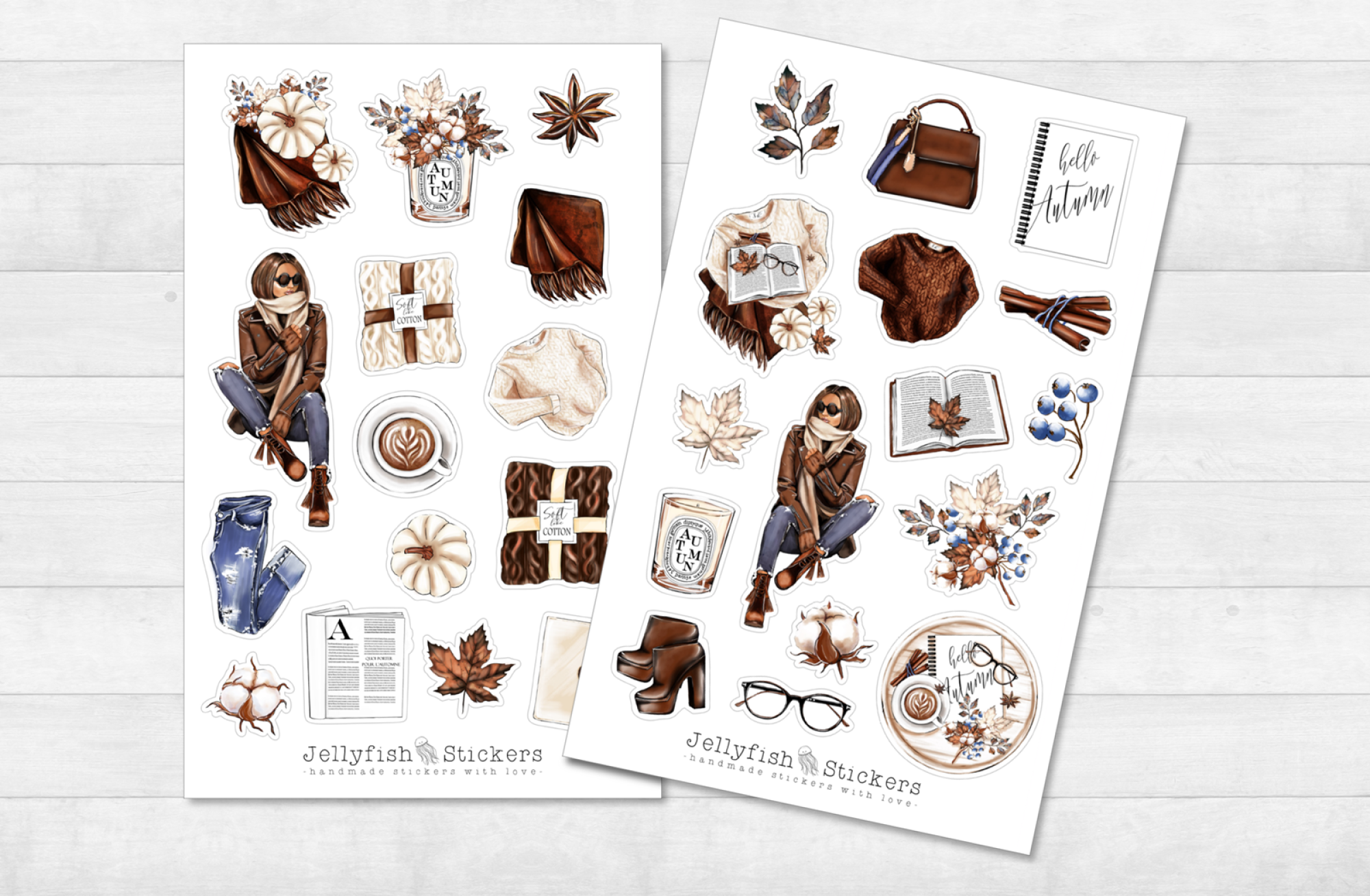 Mädchen Mode Herbst Sticker Set