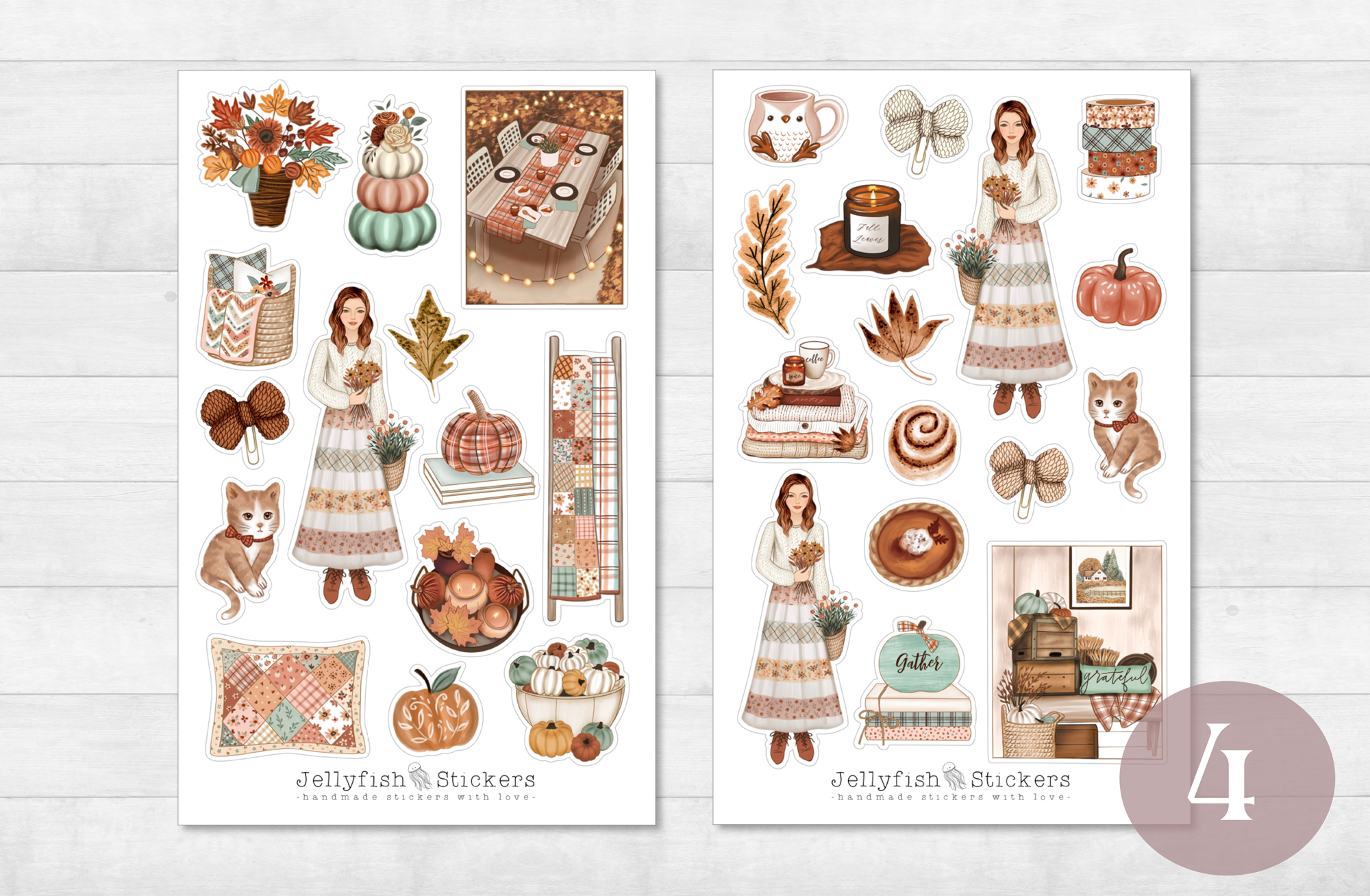 Mädchen Herbst Sticker Set