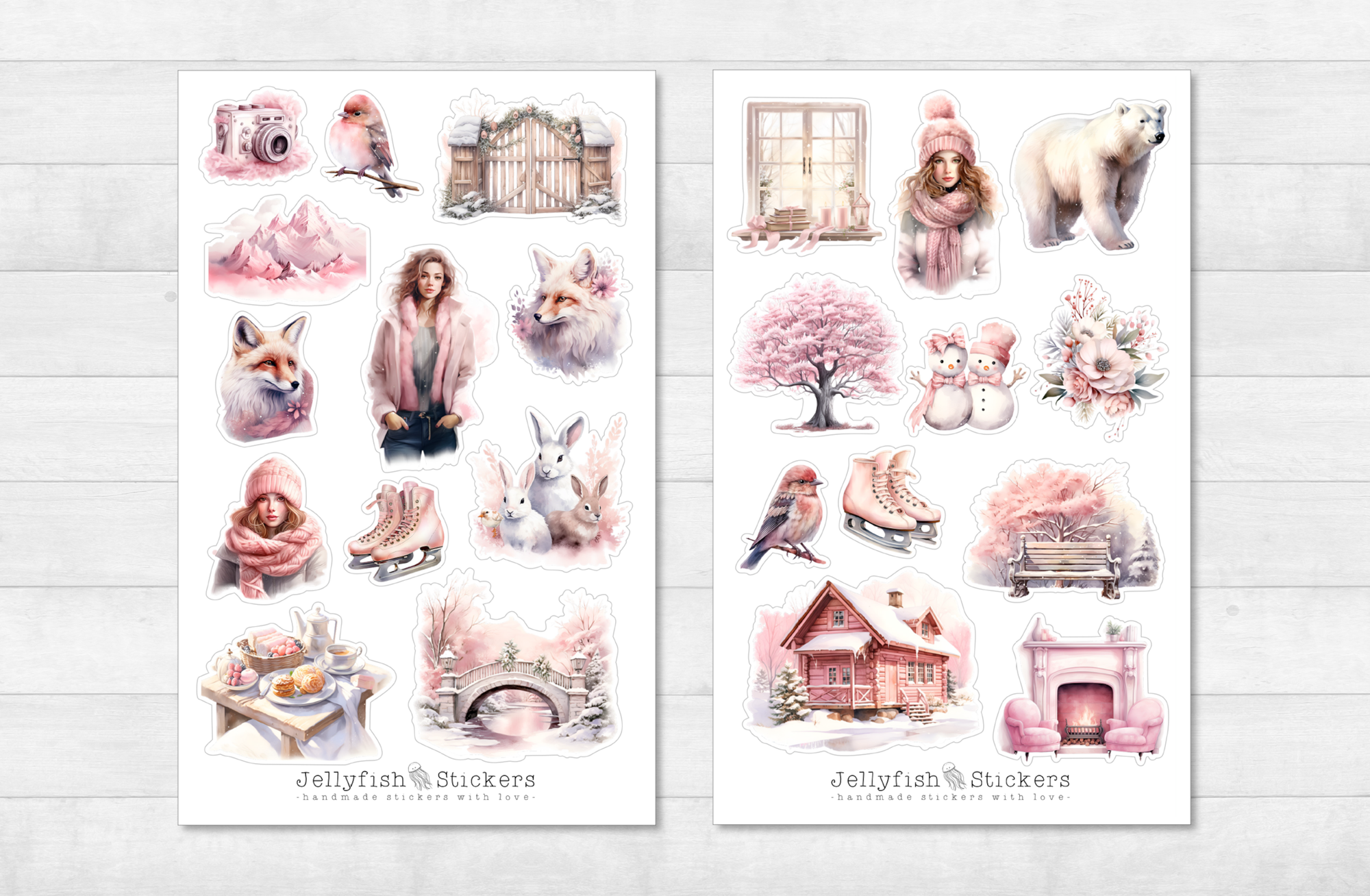 Pink Winter Sticker Set