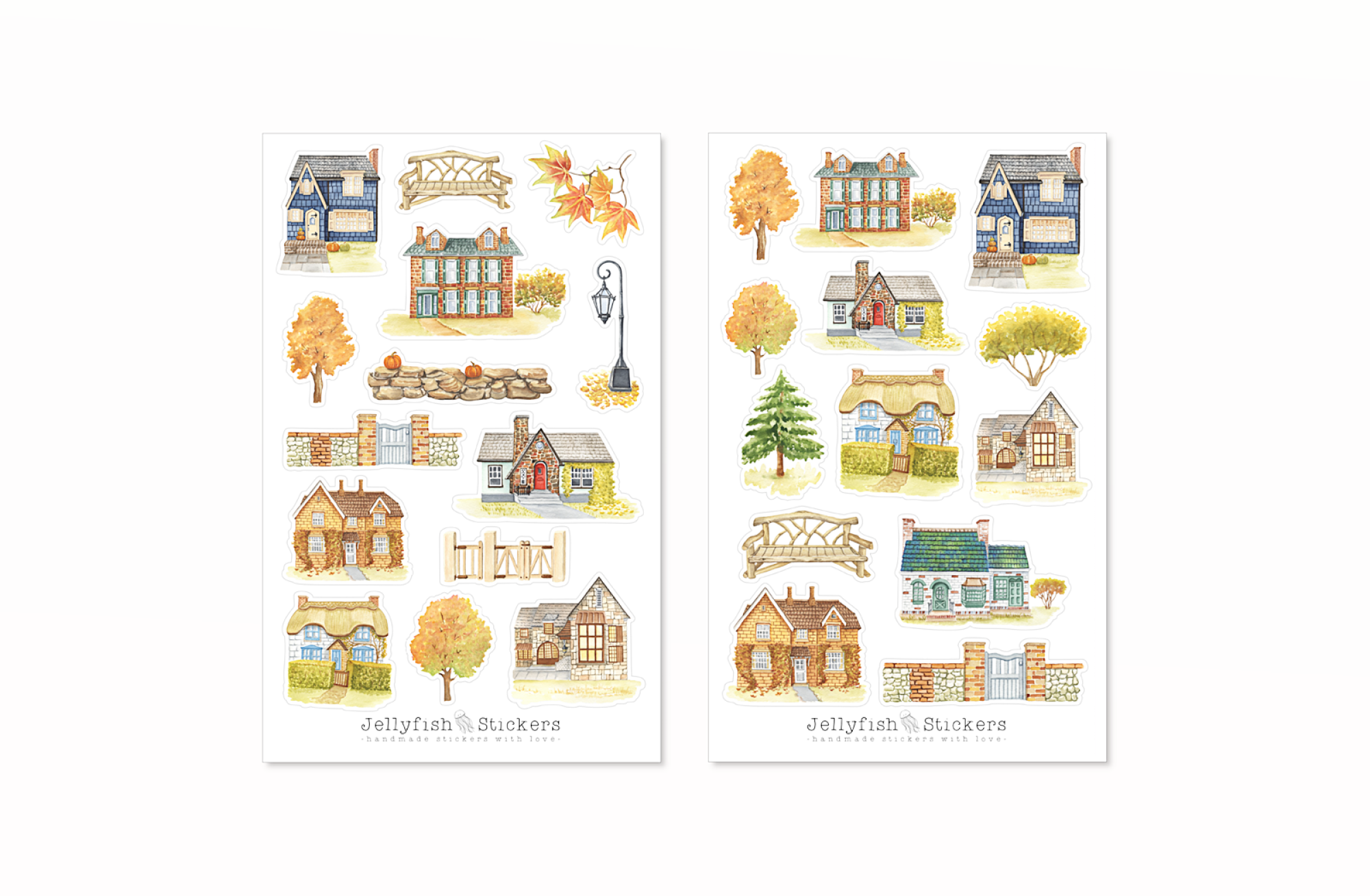 Häuser Herbst Sticker Set