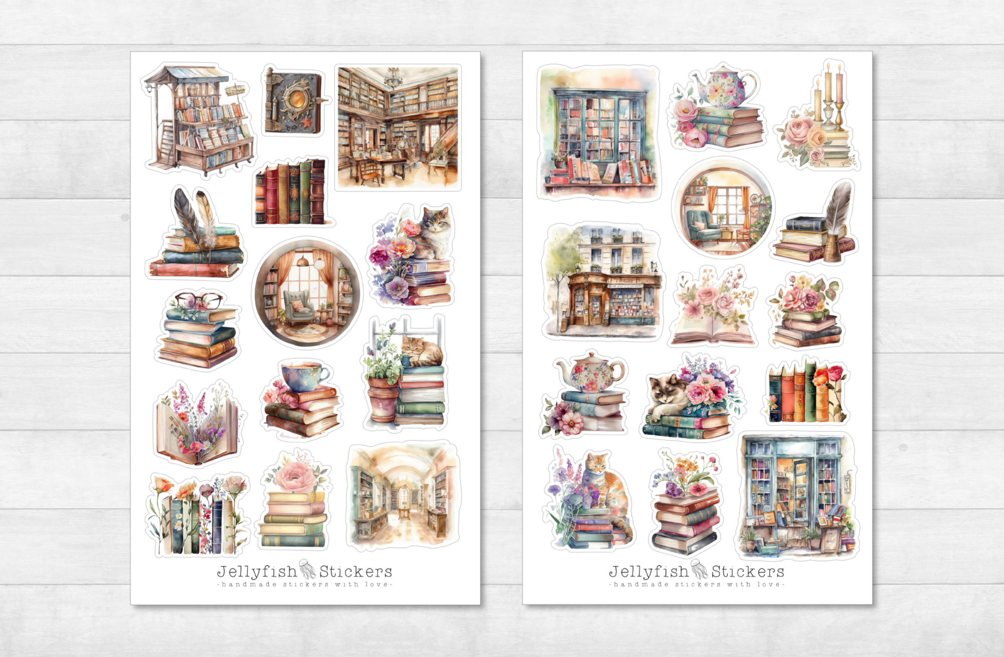 Bücher Floral Sticker Set