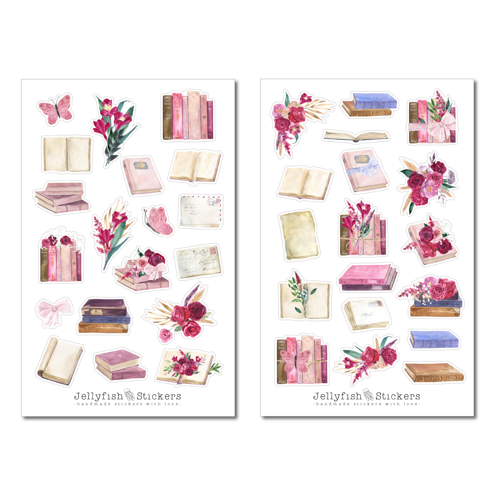 Pink Books Sticker Set