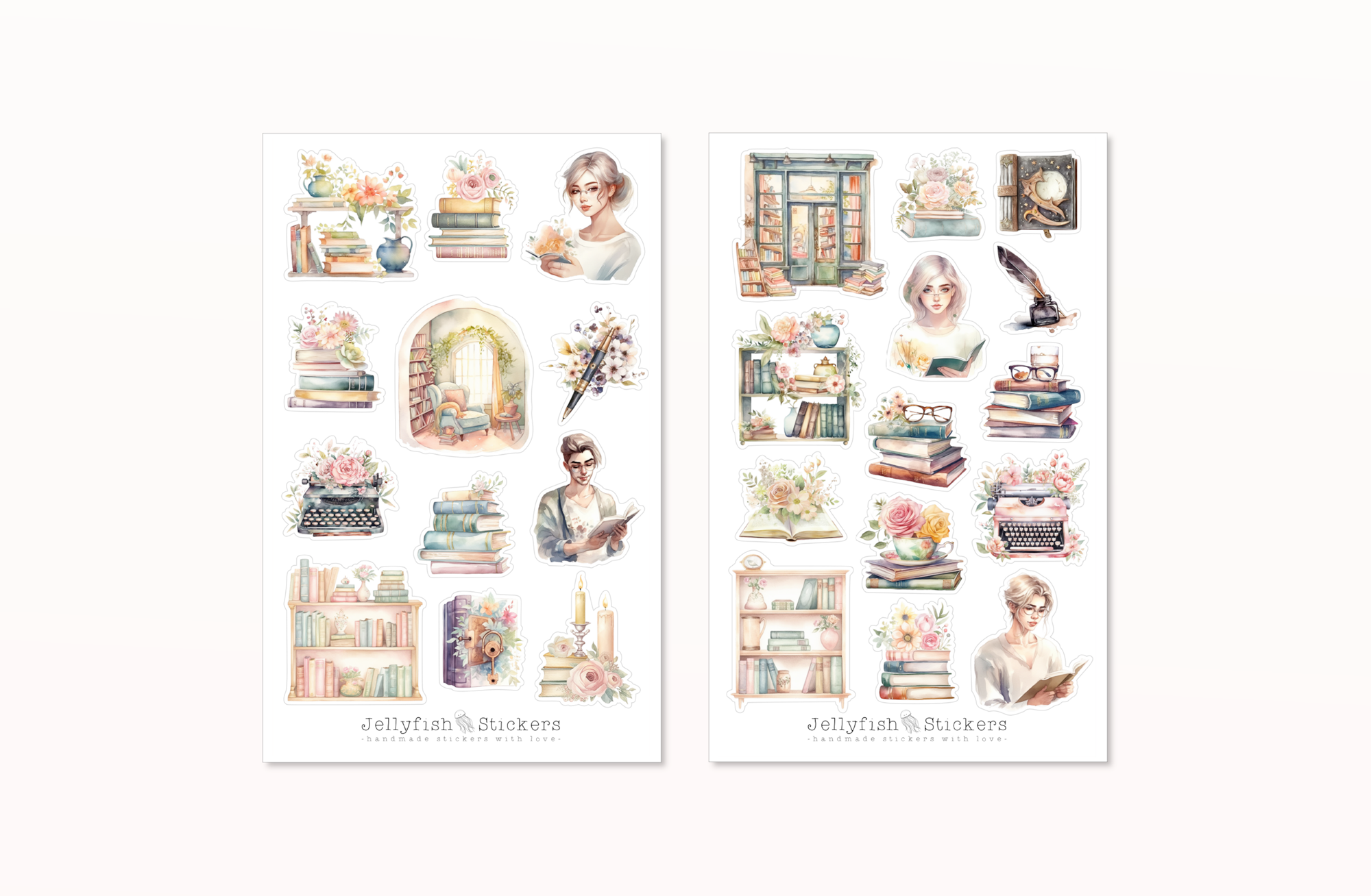 Books Floral Sticker Set