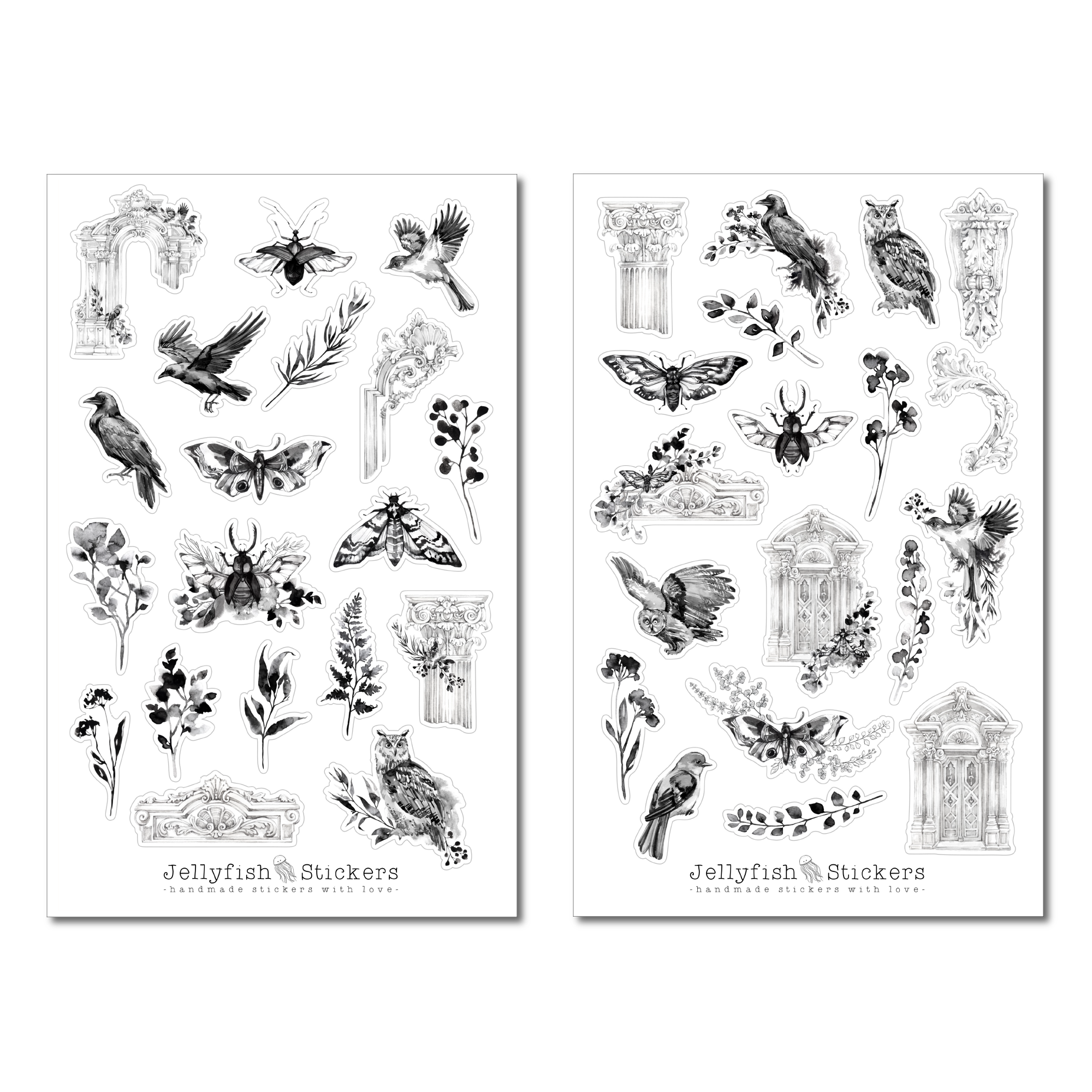 Vögel und Insekten Sticker Set