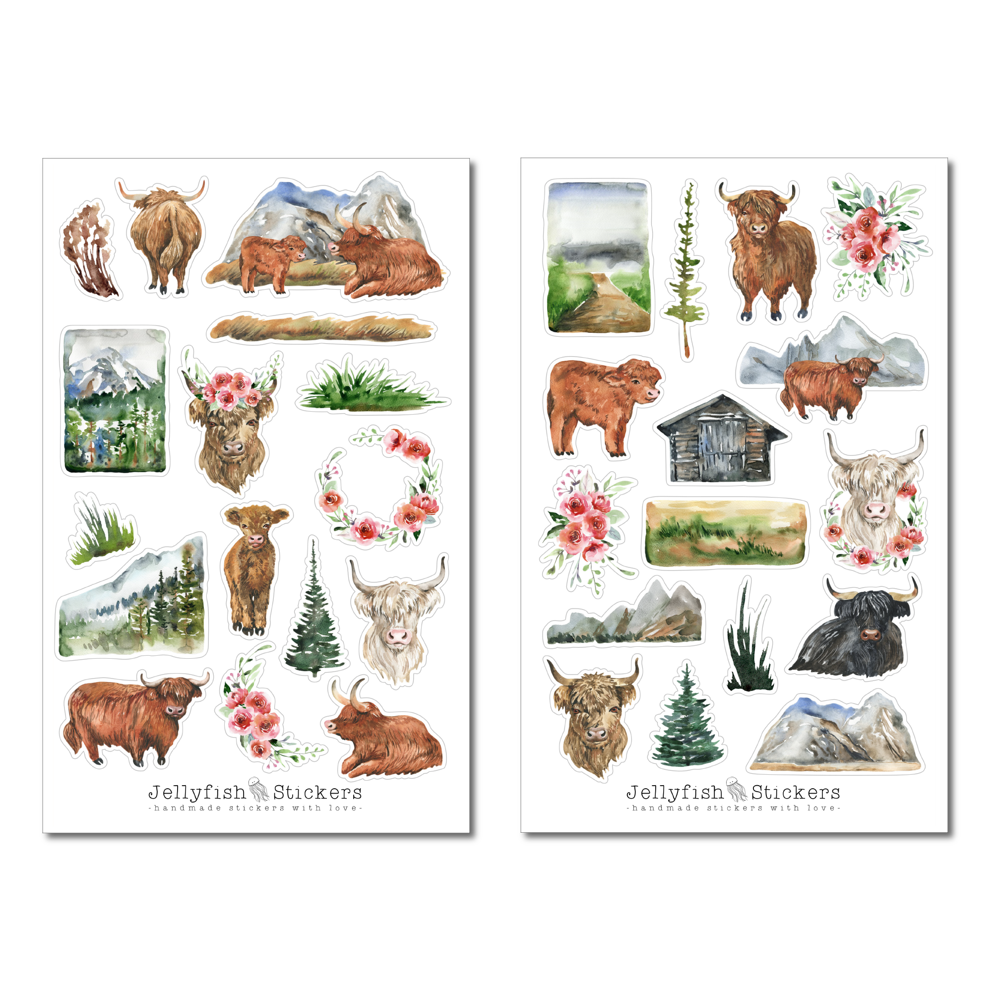 Schottisches Hochlandrind Sticker Set