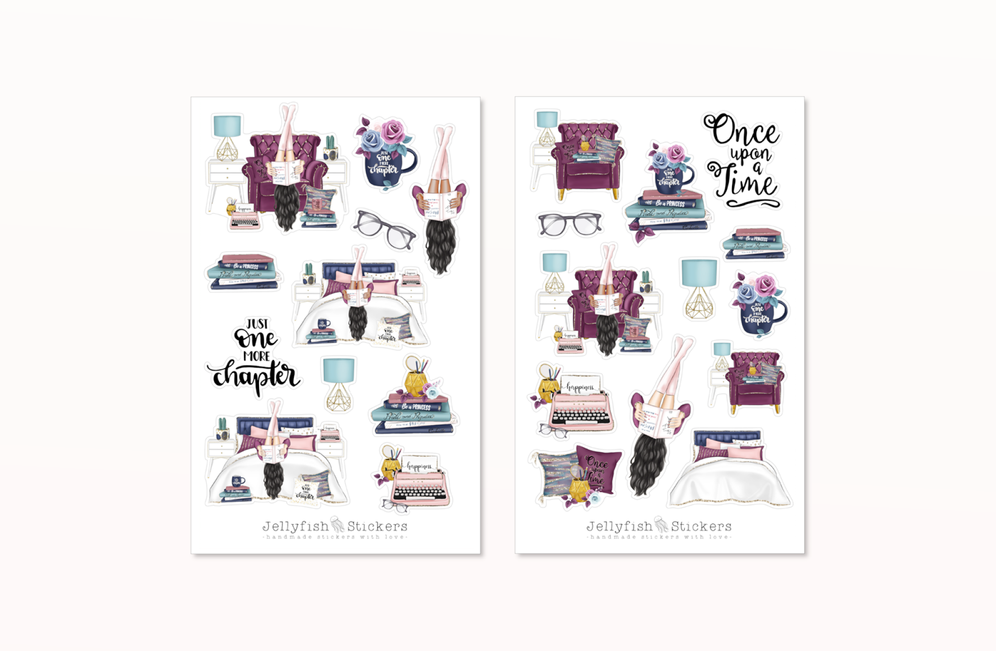 Mädchen Bücher Sticker Set