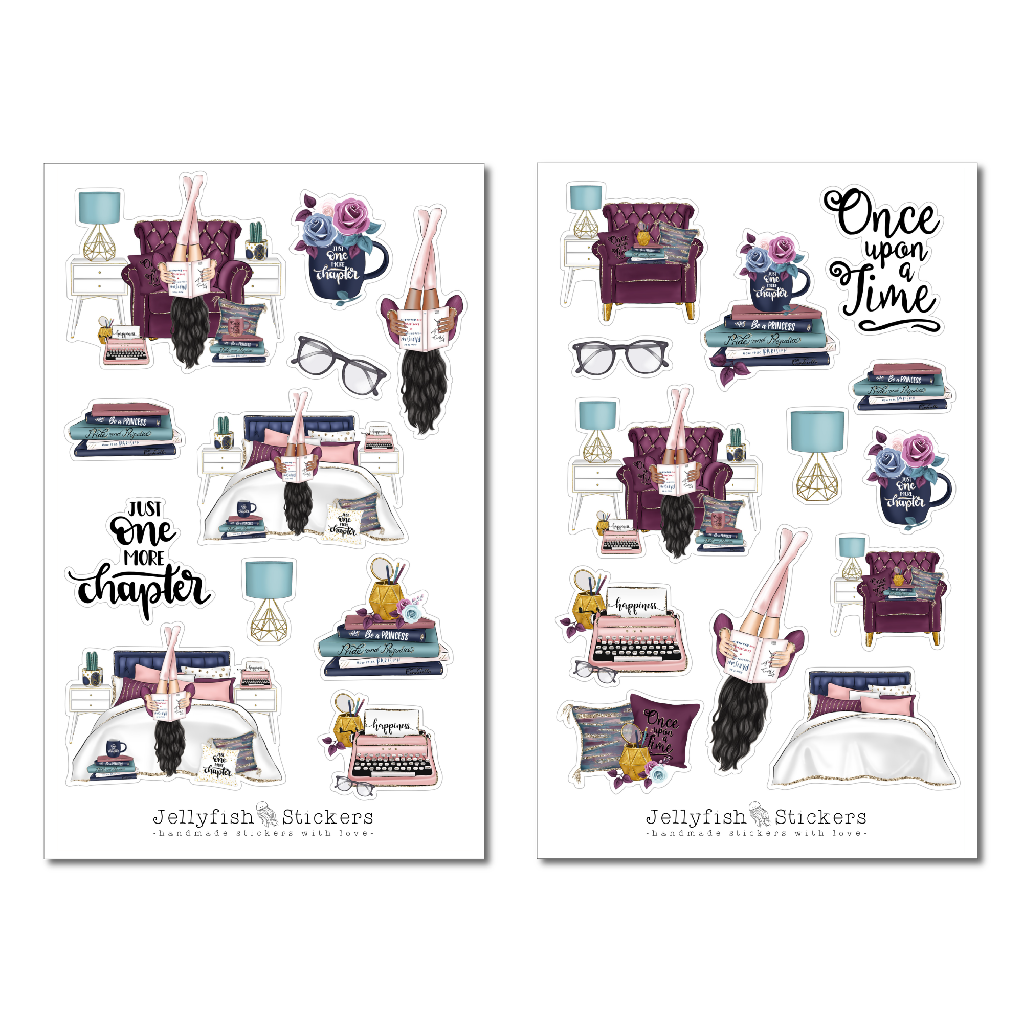 Girls Books Sticker Set