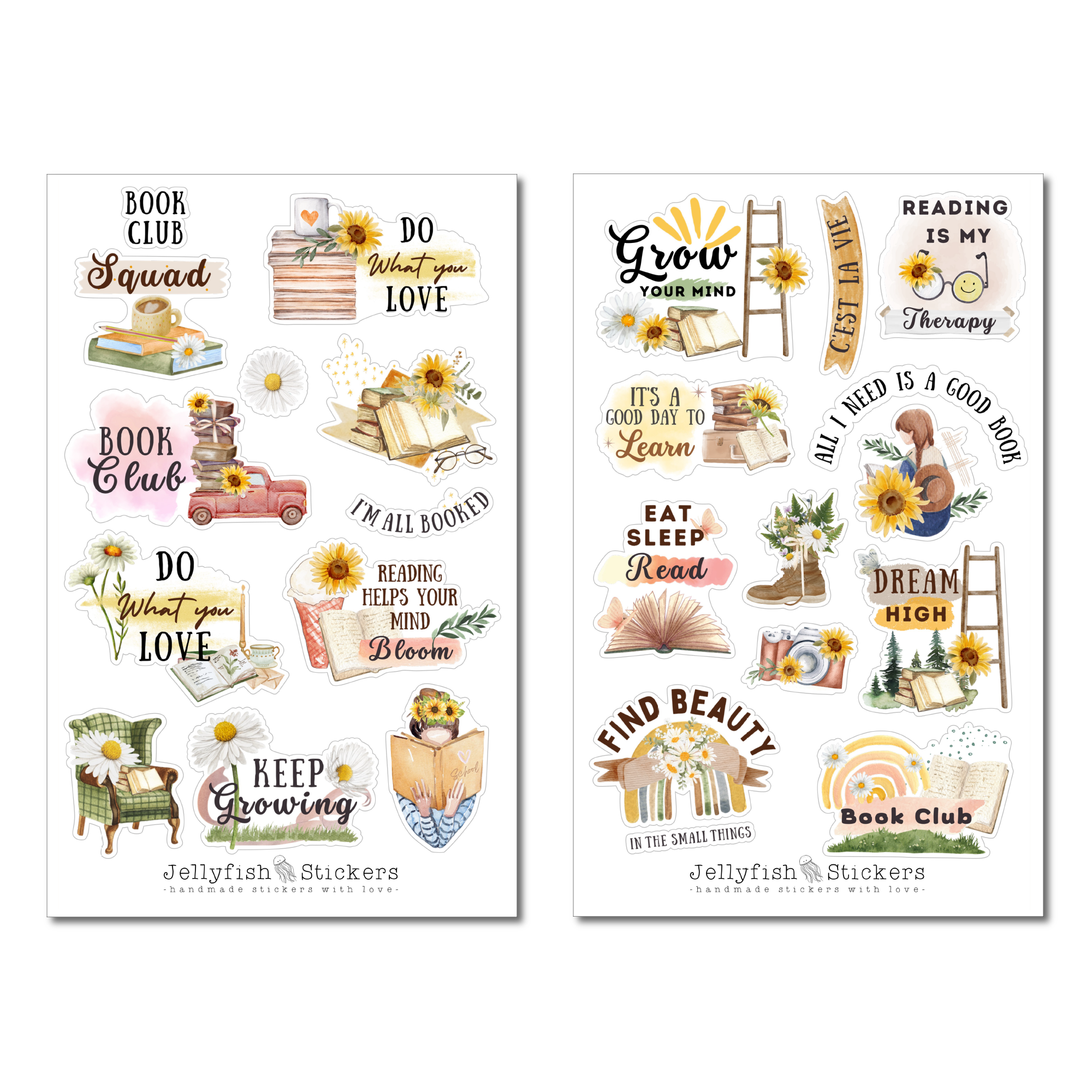 Bücher Sprüche Sticker Set