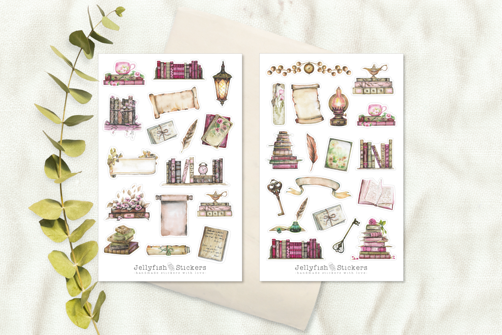 Books Vintage Sticker Set