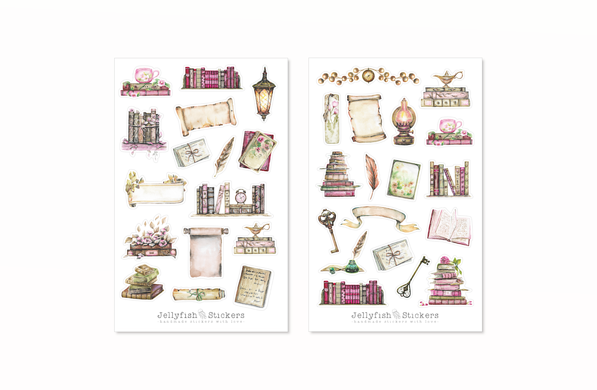 Books Vintage Sticker Set