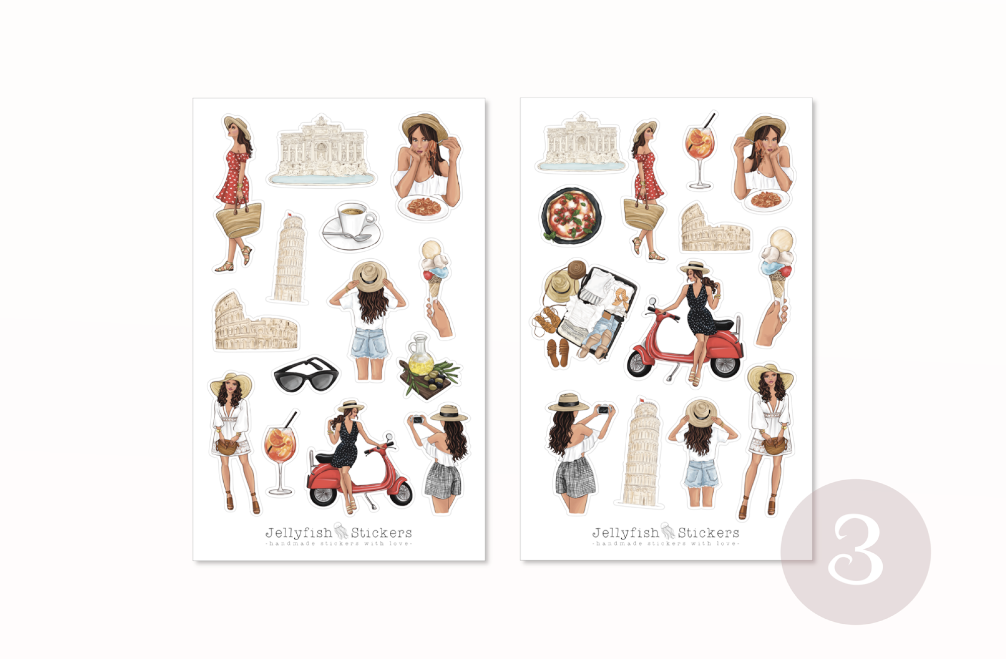 Mädchen Urlaub Sticker Set