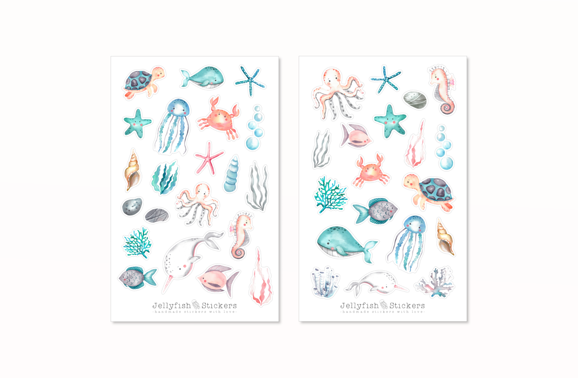 Niedliche Meerestiere Sticker Set