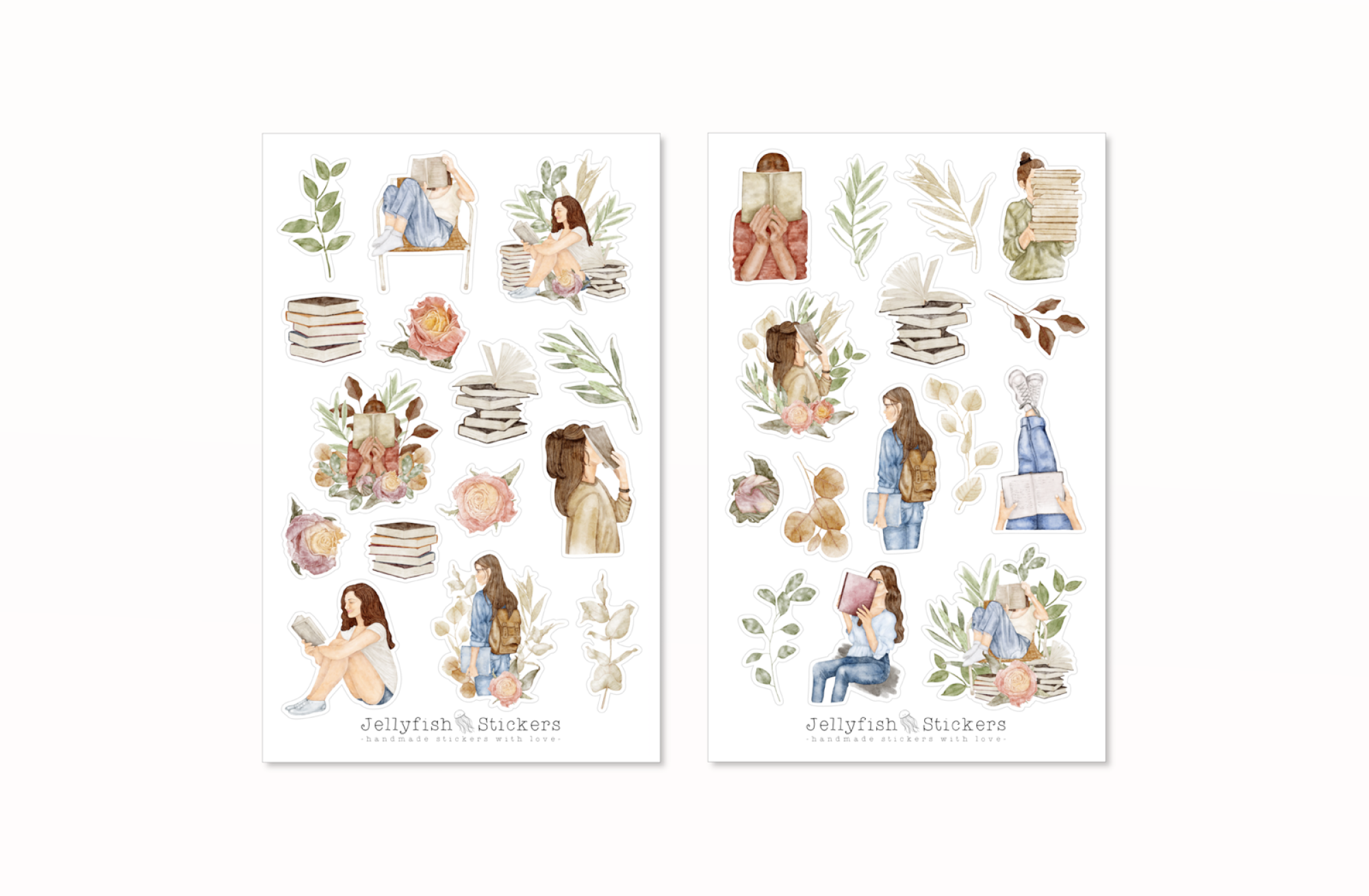 Mädchen Bücher Sticker Set