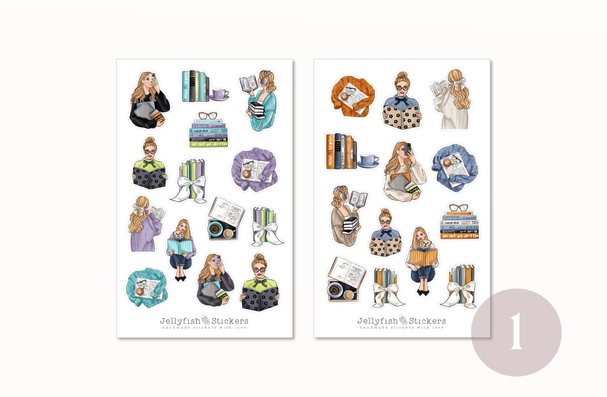 Mädchen Bücher Sticker Set