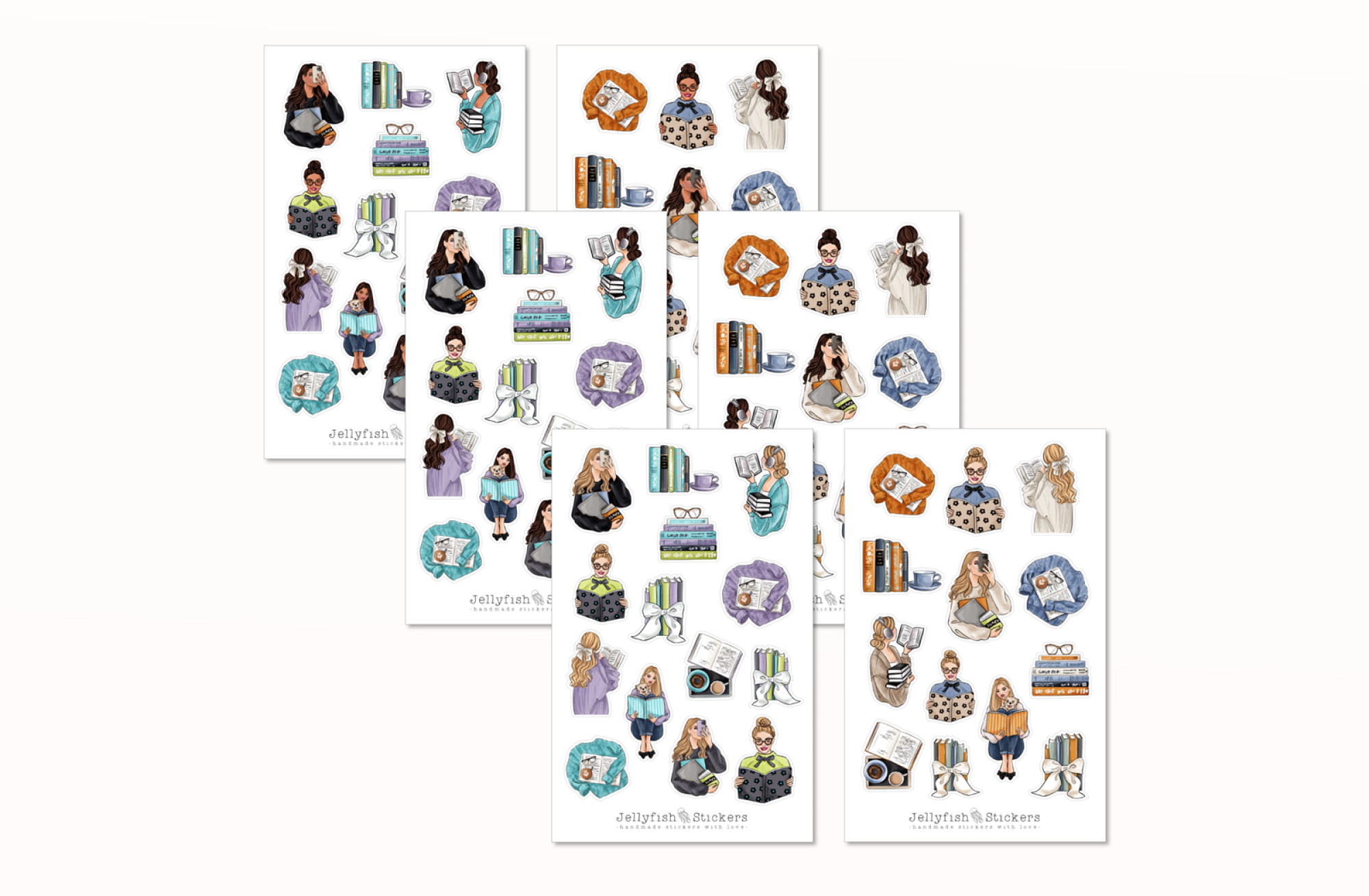 Mädchen Bücher Sticker Set