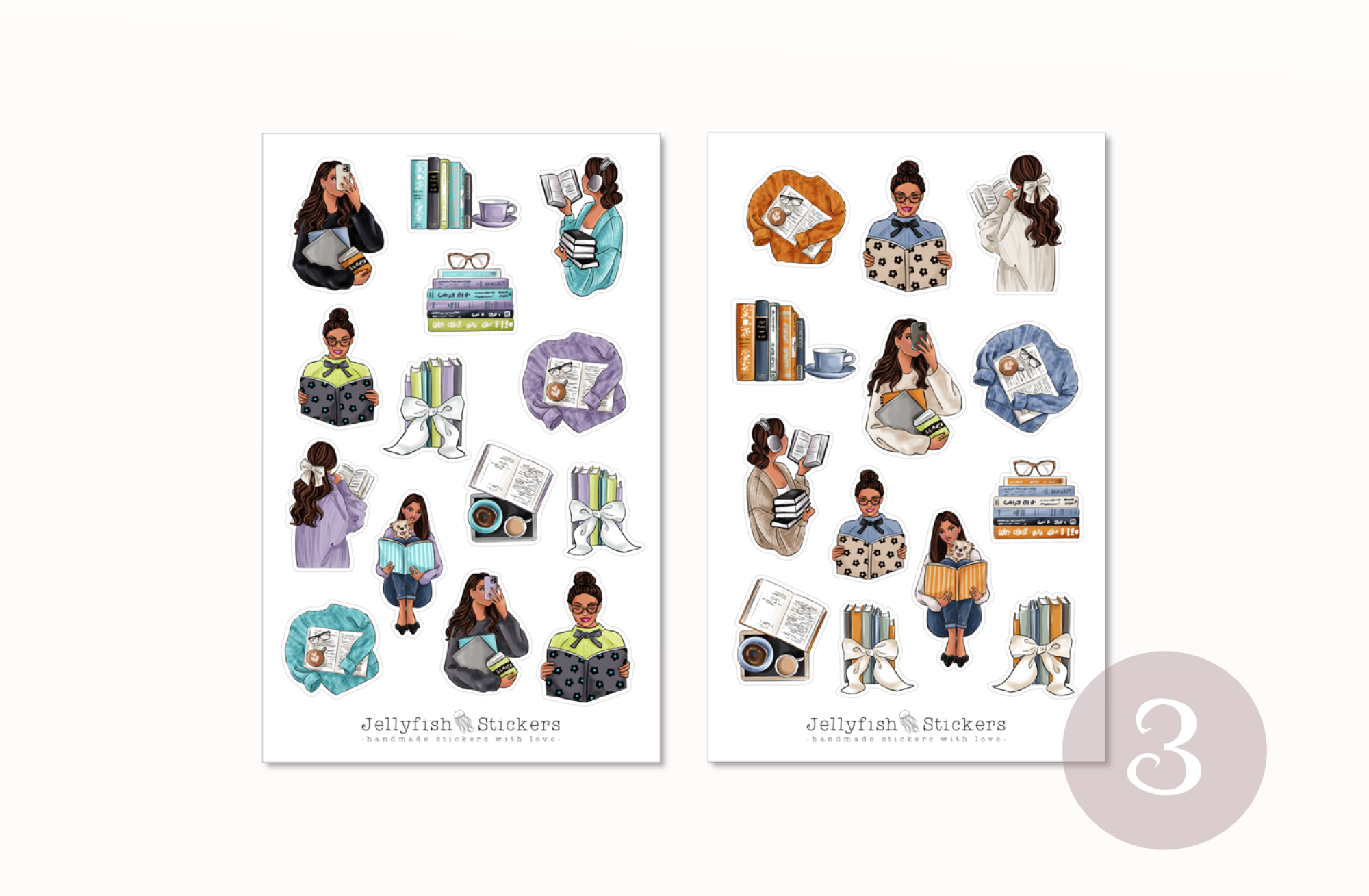 Mädchen Bücher Sticker Set