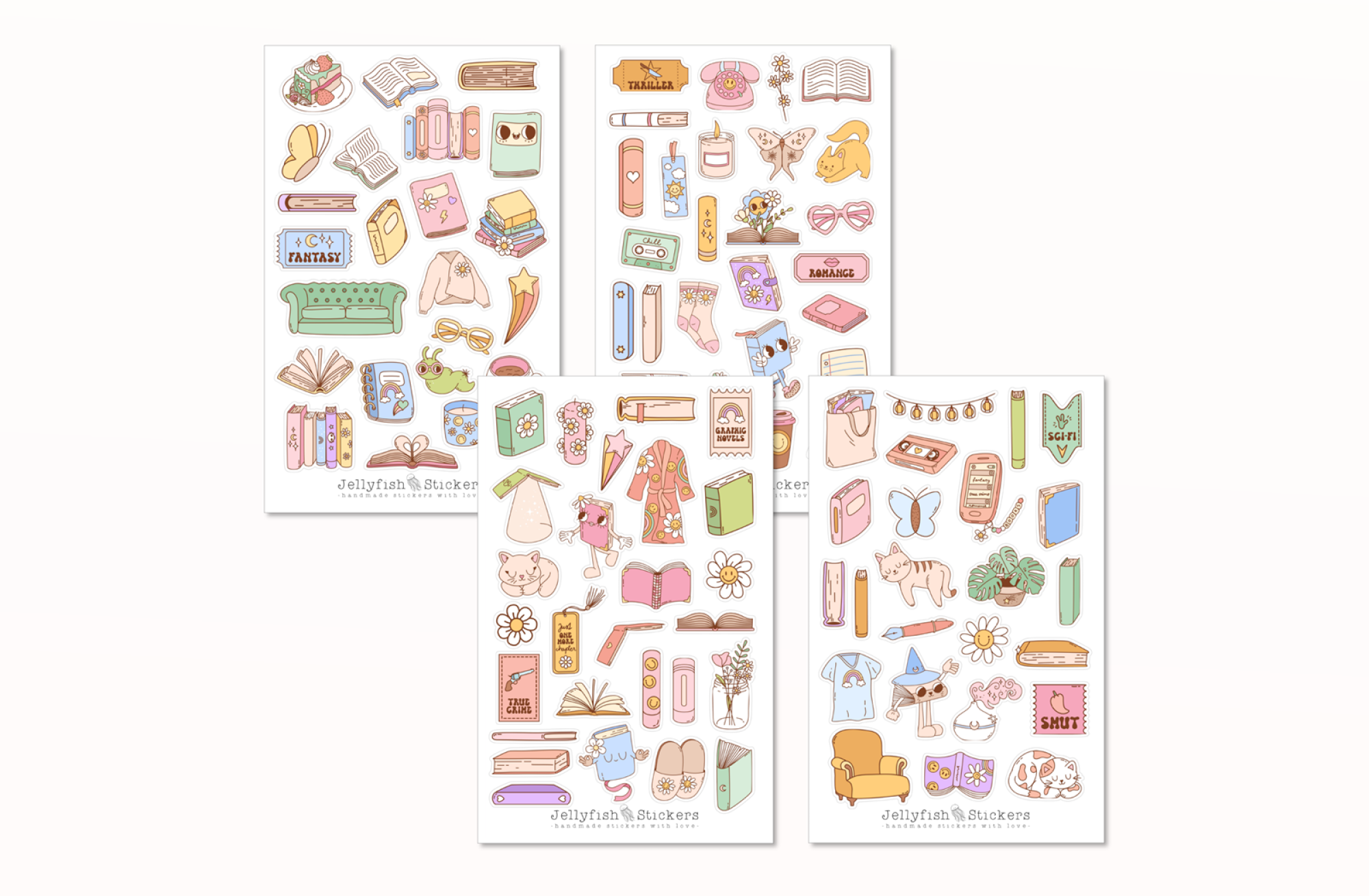 Retro Bücher Sticker Set