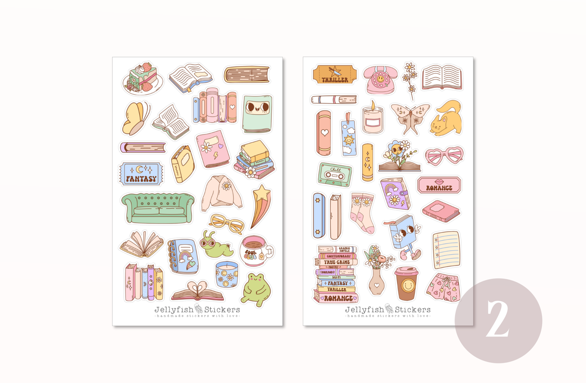 Retro Bücher Sticker Set