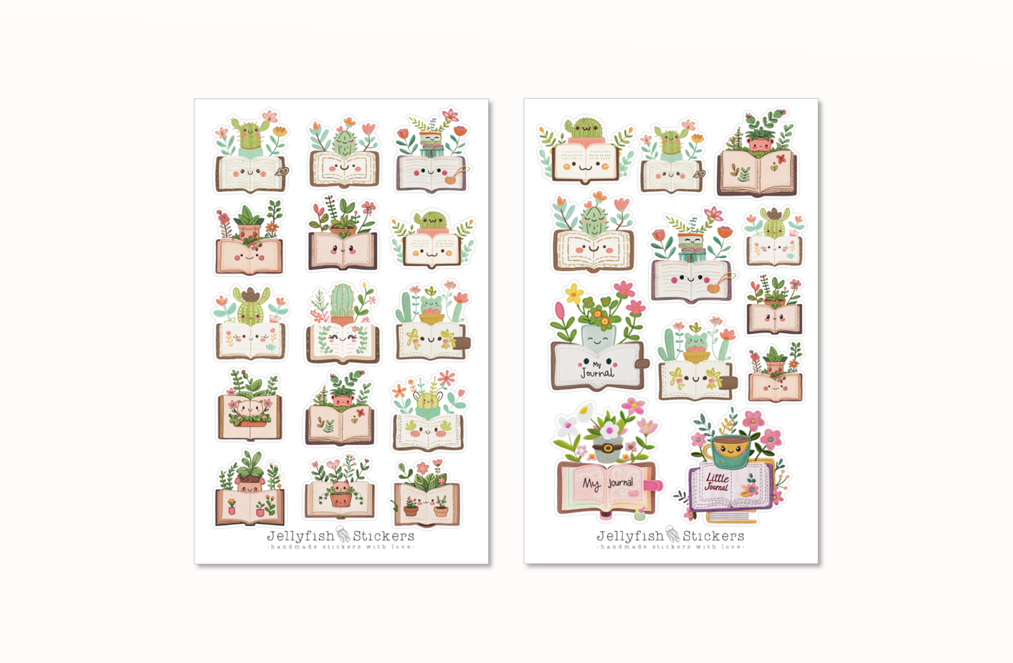 Niedliche Bücher Sticker Set