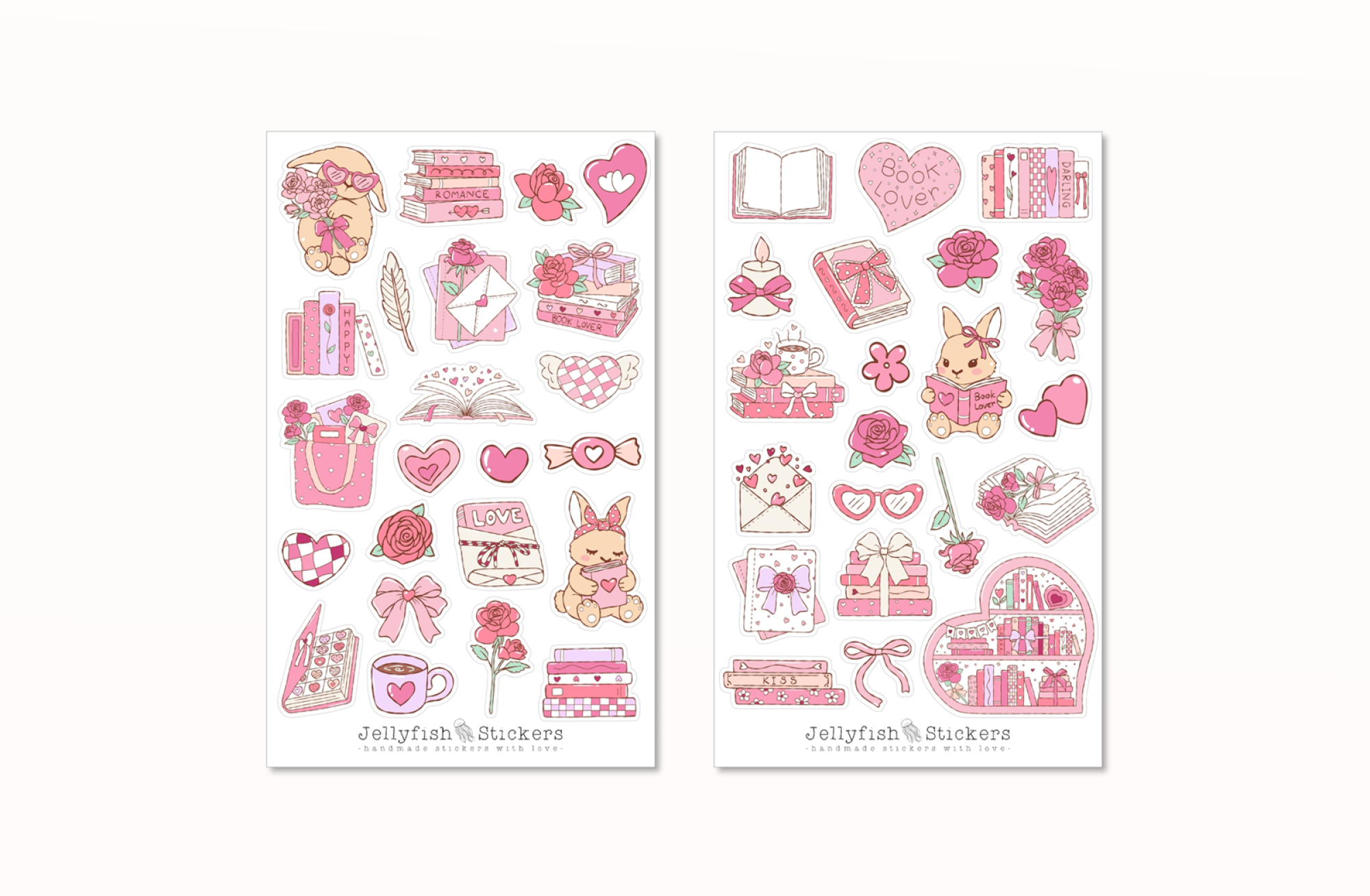 Valentinstag Bücher Sticker Set