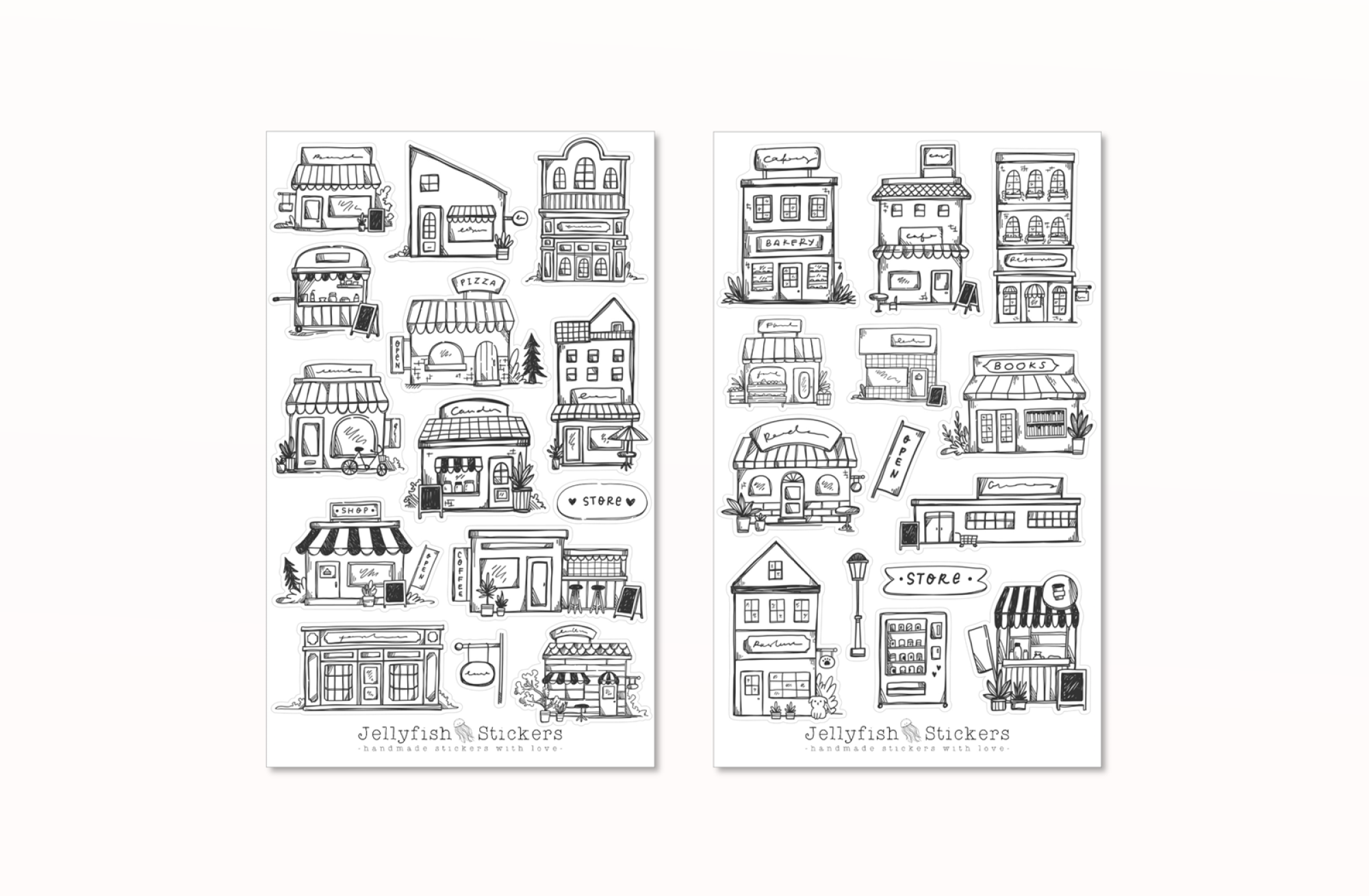 Gebäude Sticker Set