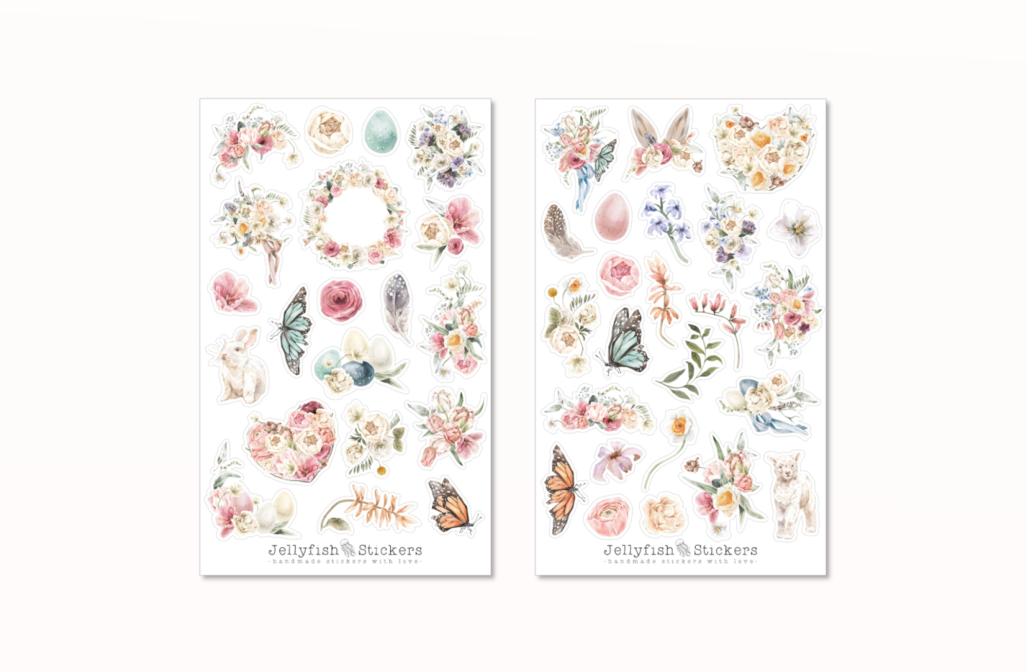 Blumen und Tiere Sticker Set