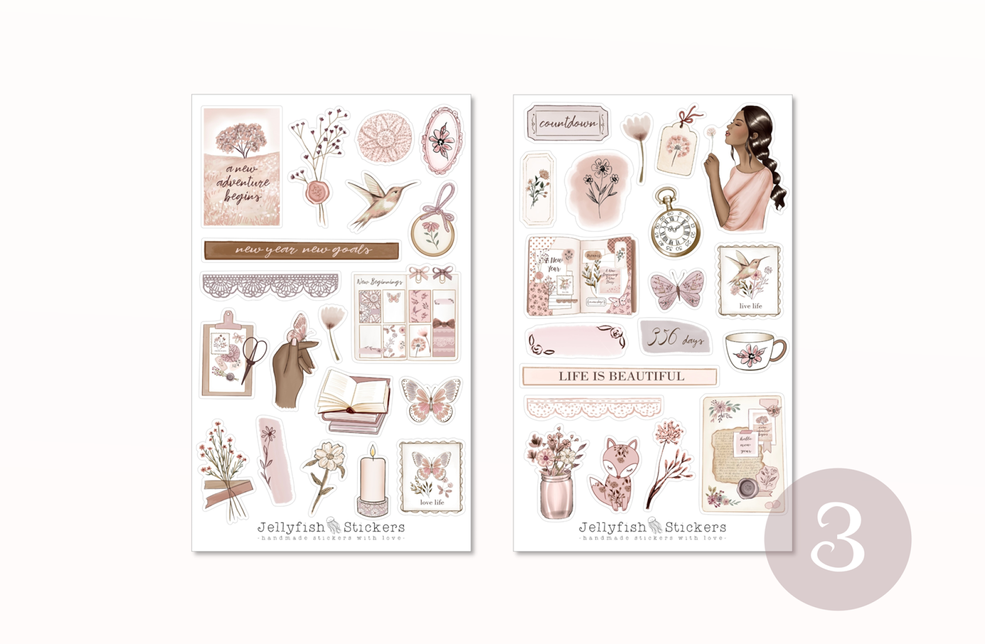 Mädchen Neujahr Sticker Set