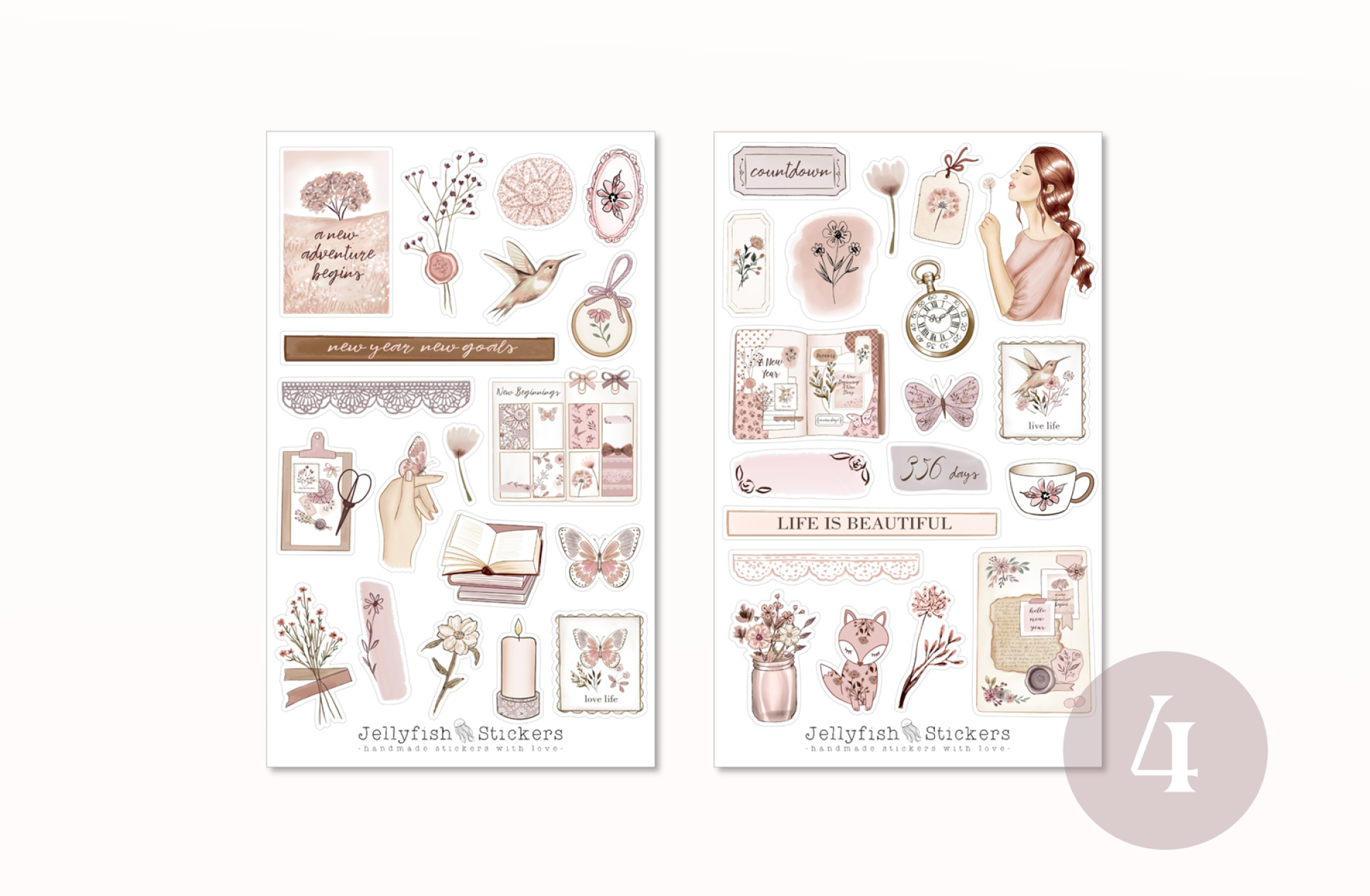 Mädchen Neujahr Sticker Set