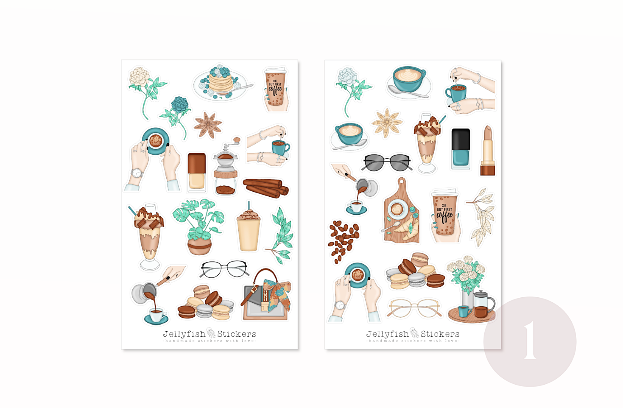 Kaffee Sticker Set