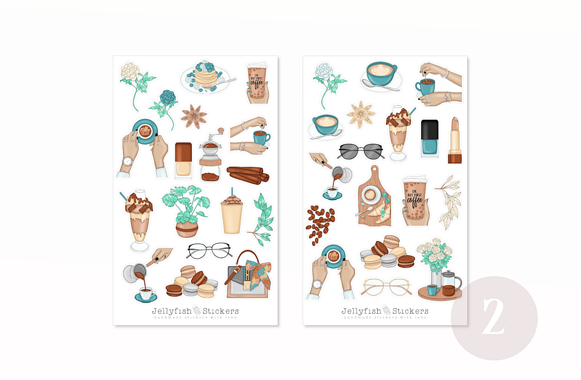 Kaffee Sticker Set
