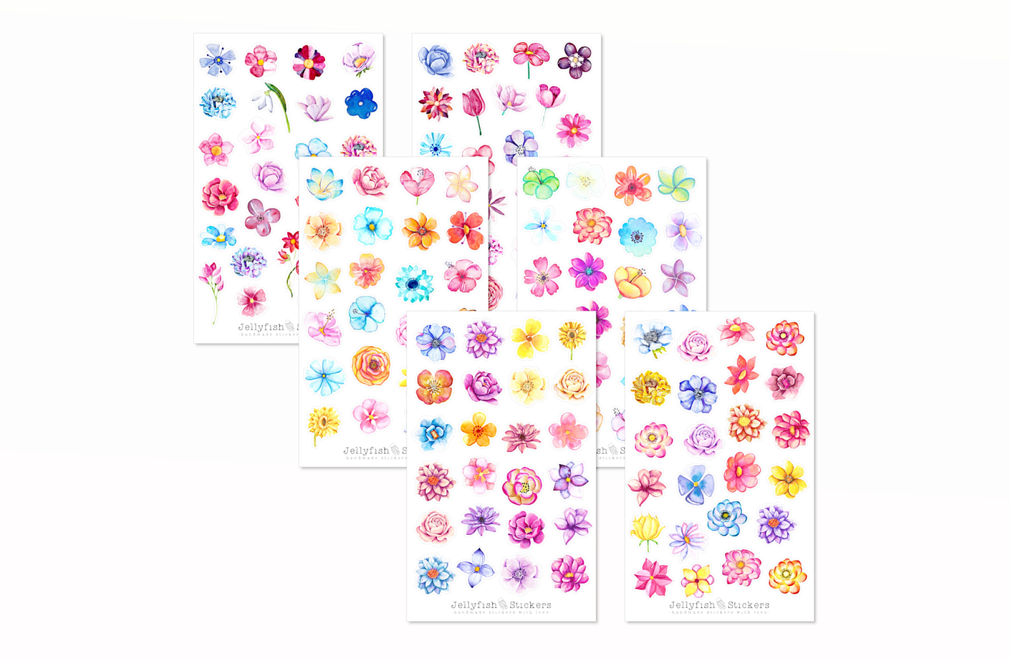 Bunte Blumen Sticker Set