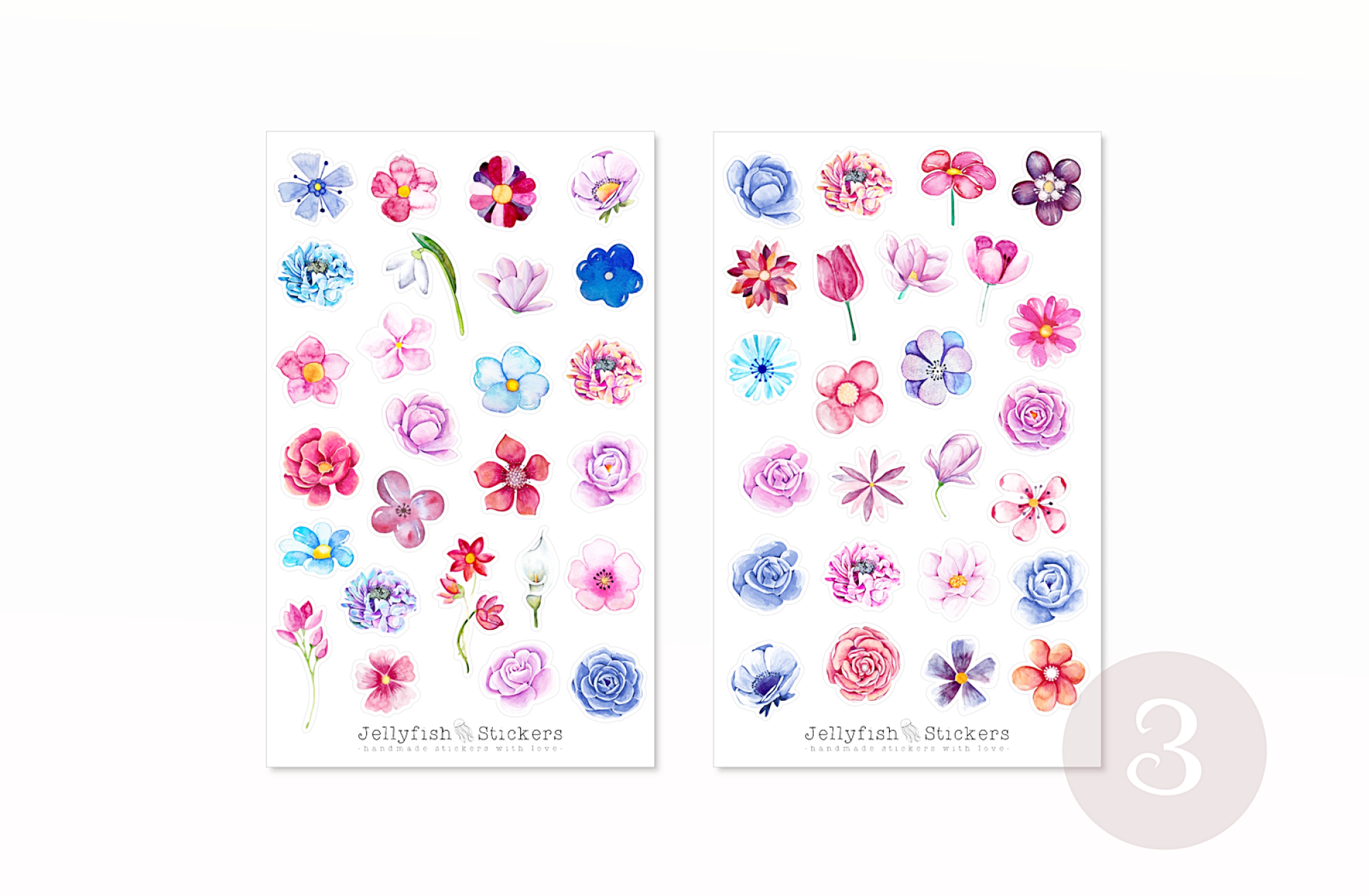 Bunte Blumen Sticker Set
