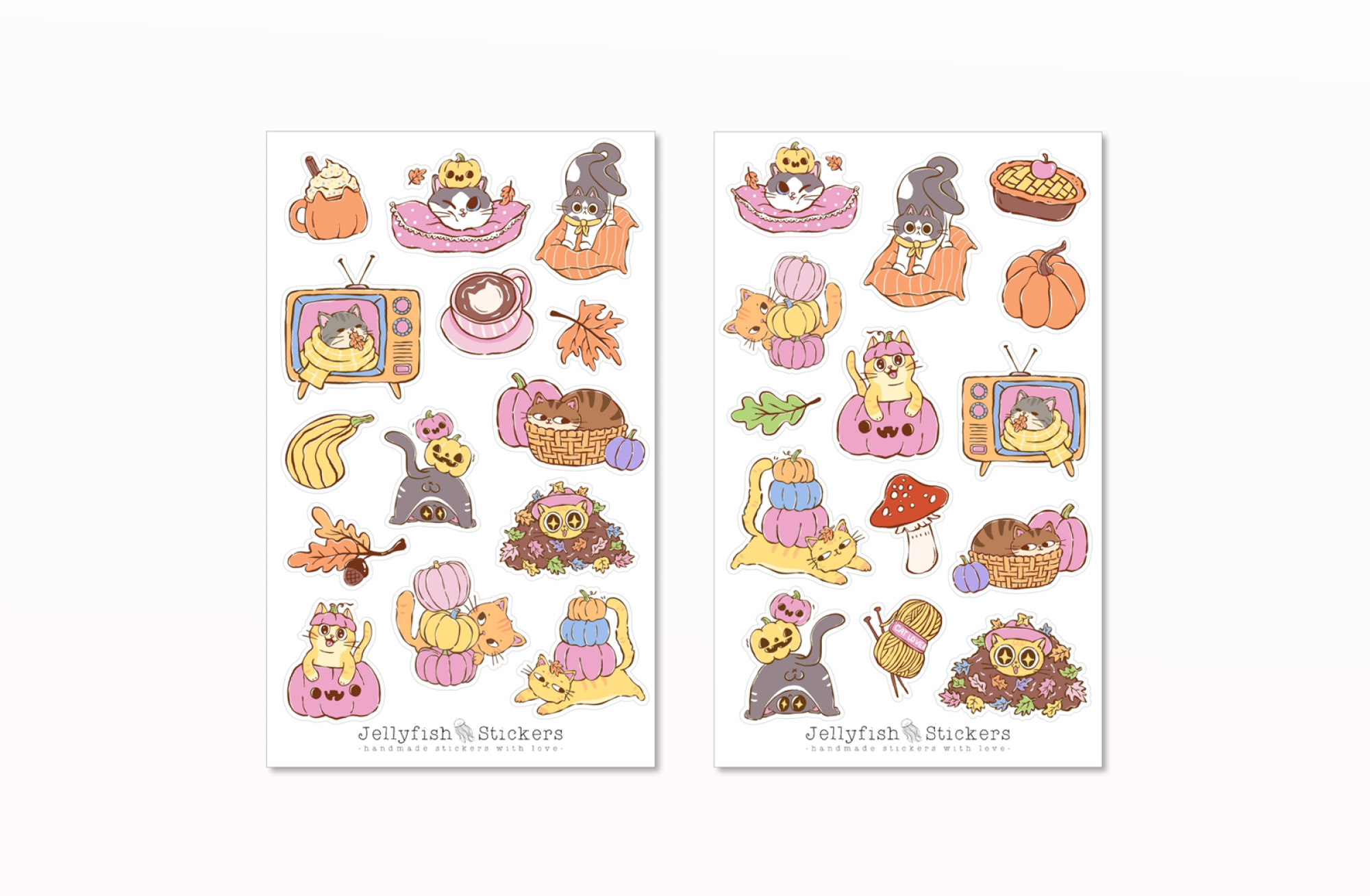 Herbst Katzen Sticker Set