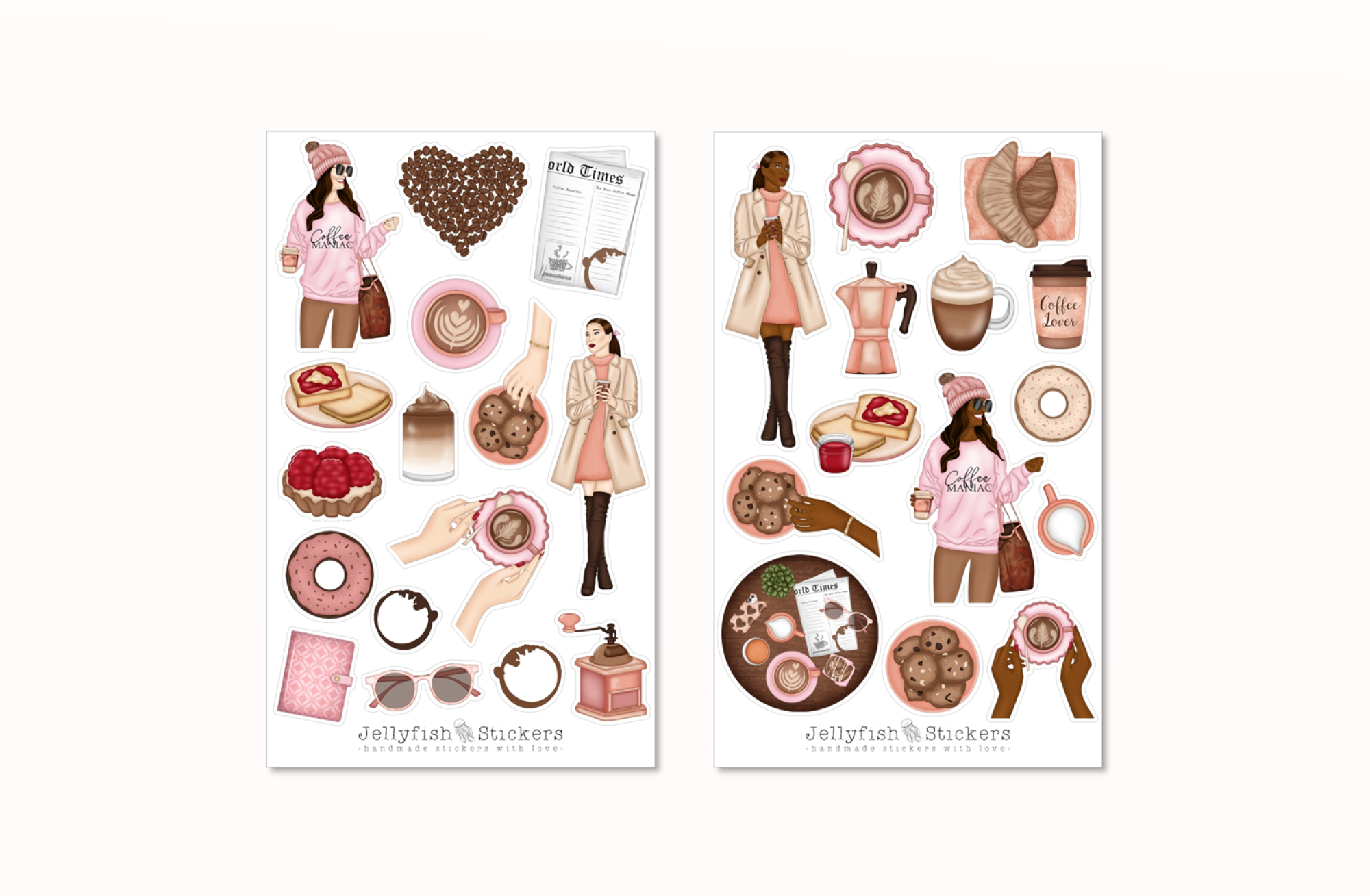 Mädchen Kaffee Sticker Set