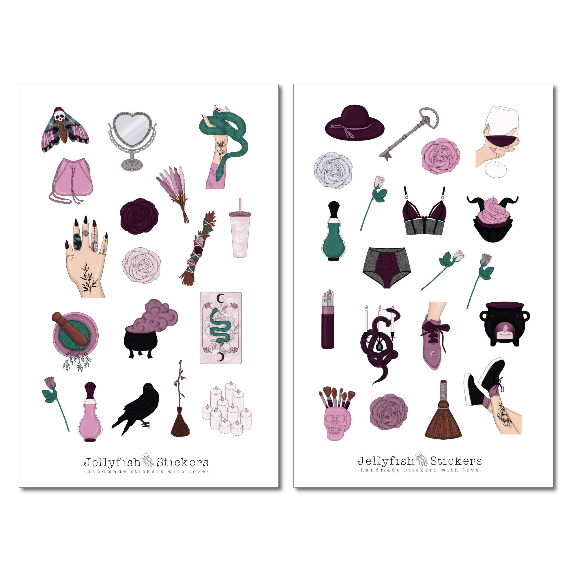 Mädchen Hexe Sticker Set